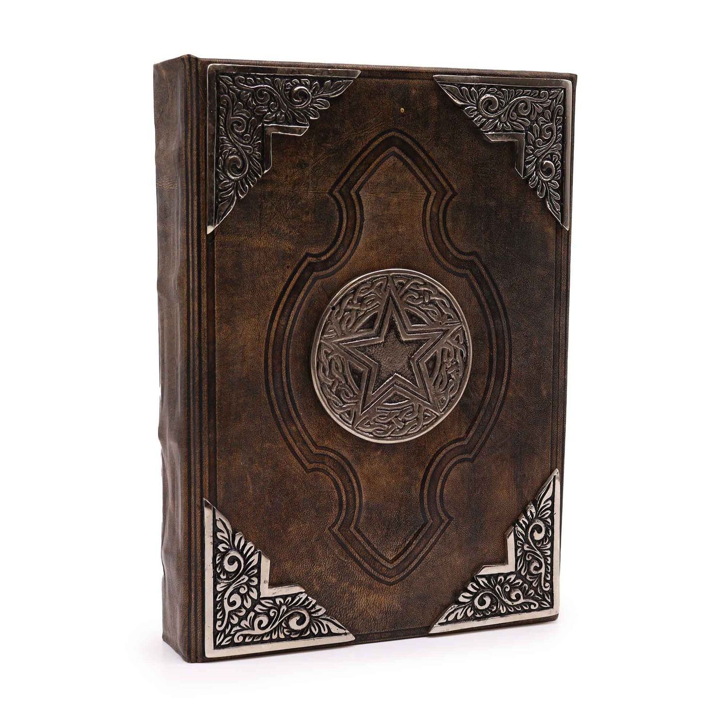 Heafty Brown Tan Book - Zinc Pentagon Decor - 200 Deckle Edges Pages - 26x18cm Heafty Brown Tan Book - Zinc Pentagon Decor - 200 Deckle Edges Pages - 26x18cm