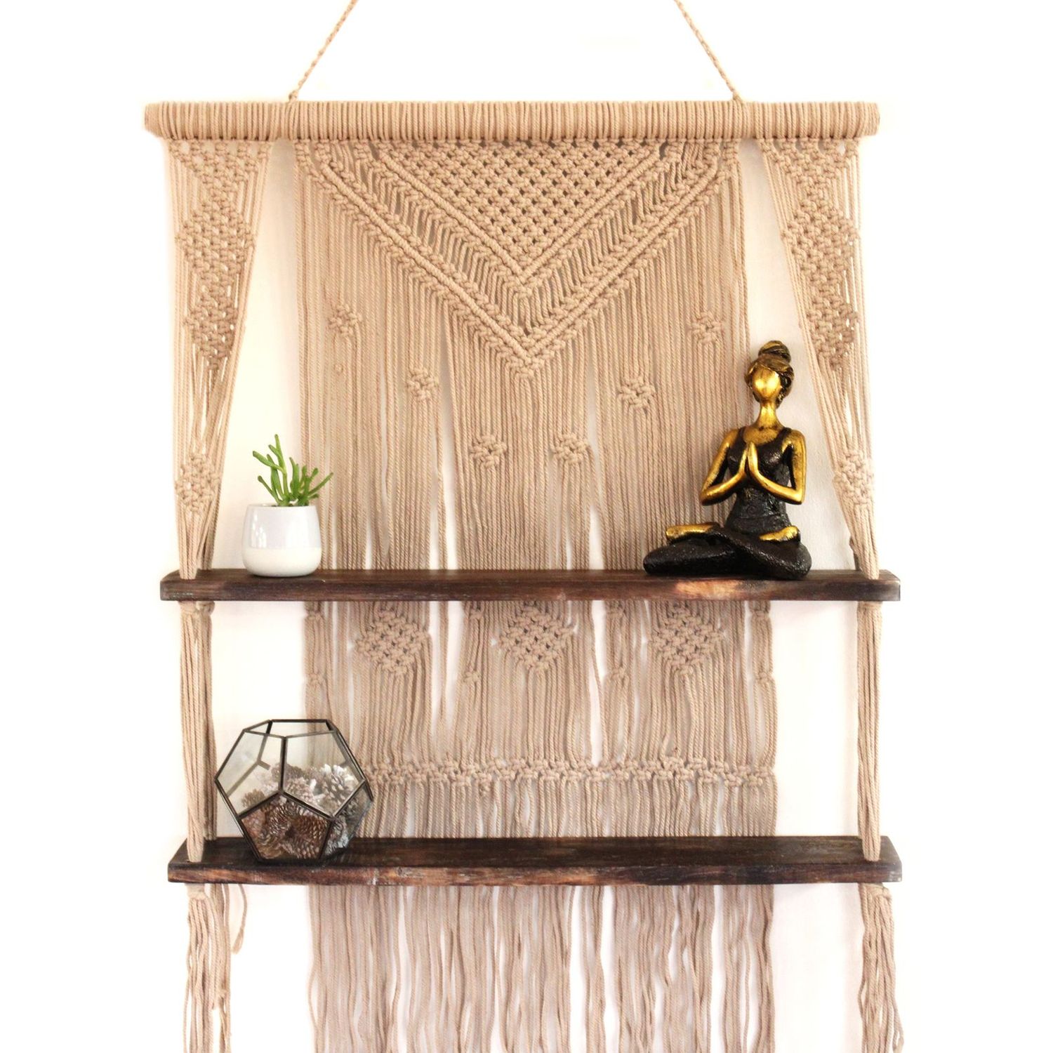 Brown Macrame Hanging Shelves - Brown Brown Macrame Hanging Shelves - Brown