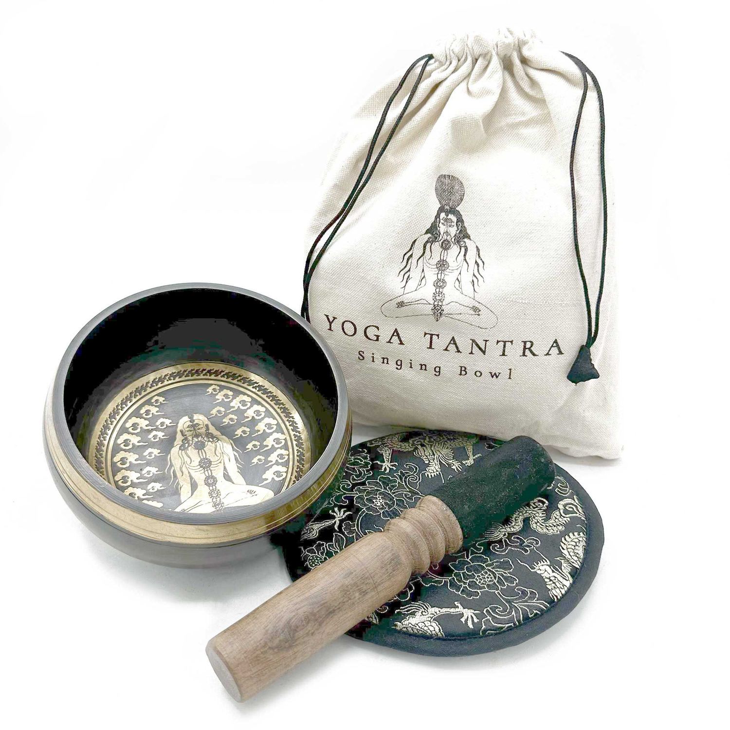 Hand Beaten & Engraved Singing Bowl Gift Set - 14cm - Yogi Hand Beaten & Engraved Singing Bowl Gift Set - 14cm - Yogi