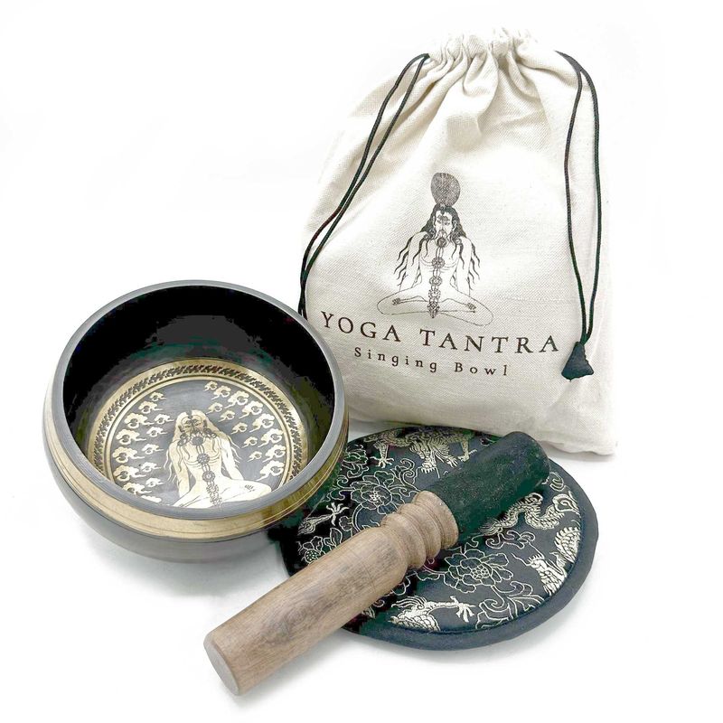 Hand Beaten & Engraved Singing Bowl Gift Set - 14cm - Yogi Hand Beaten & Engraved Singing Bowl Gift Set - 14cm - Yogi