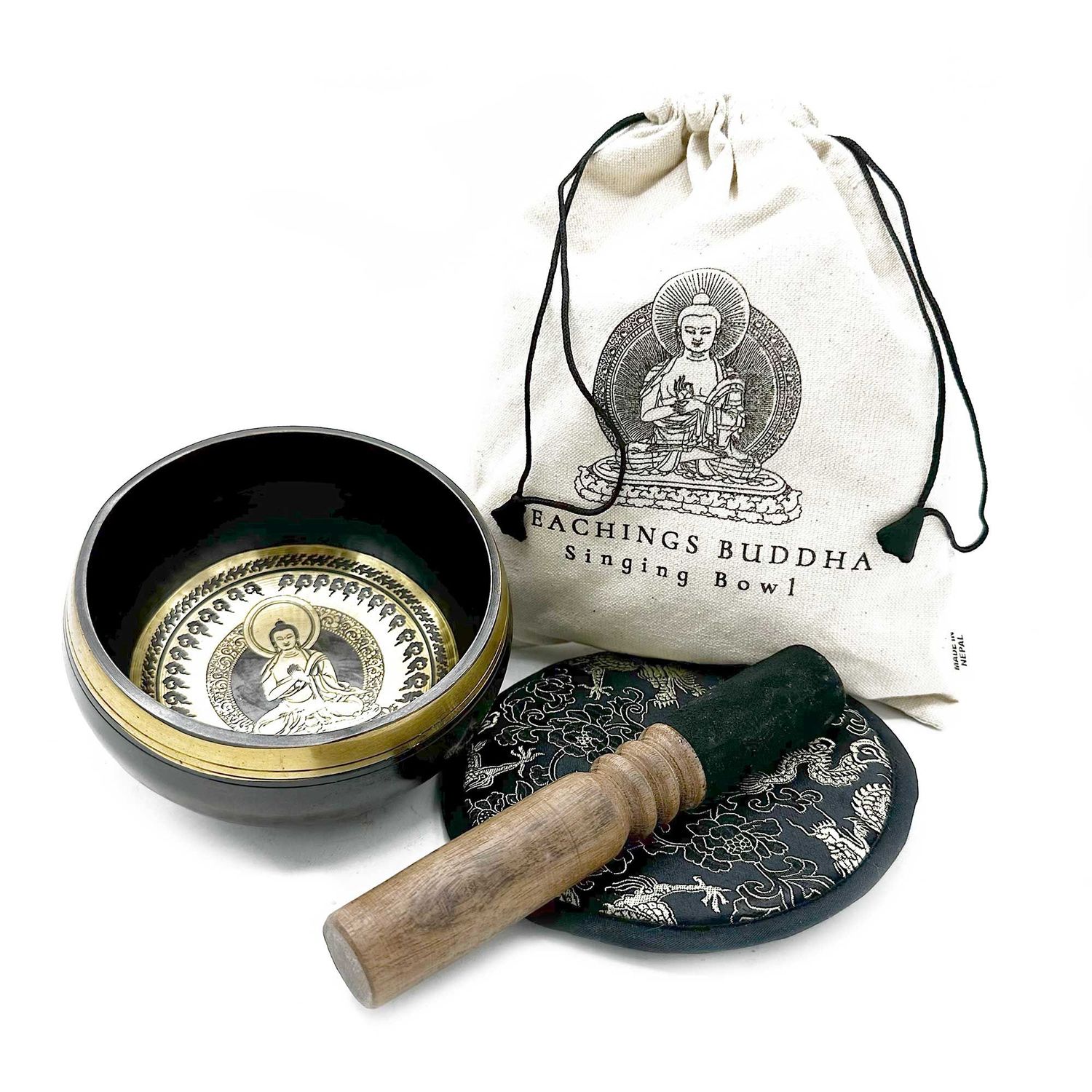 Hand Beaten & Engraved Singing Bowl Gift Set - 14cm - Teachings Buddha Hand Beaten & Engraved Singing Bowl Gift Set - 14cm - Teachings Buddha
