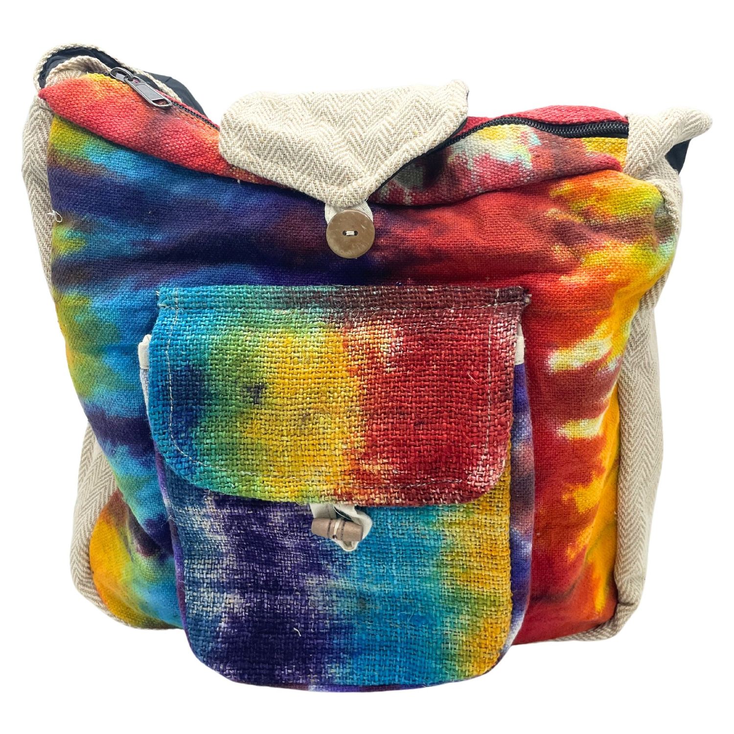Tiedye Hemp Study Bag with Front Pocket Tiedye Hemp Study Bag with Front Pocket