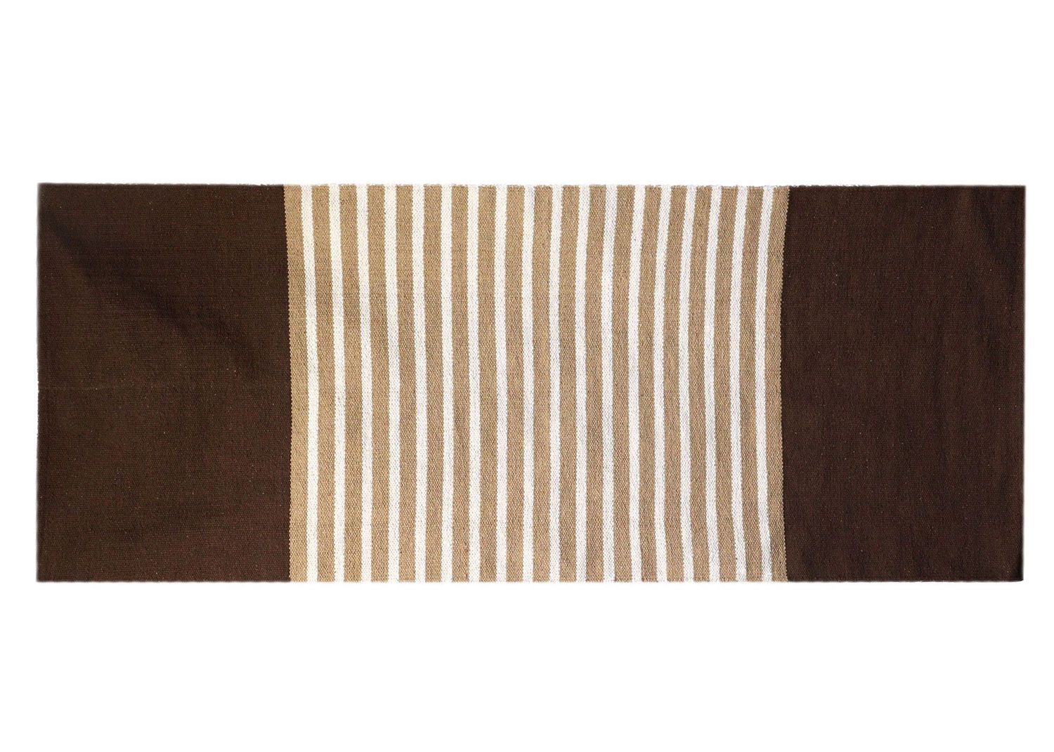 Indian Cotton Rug - 70x170cm - Dark Brown / Beige Indian Cotton Rug - 70x170cm - Dark Brown / Beige