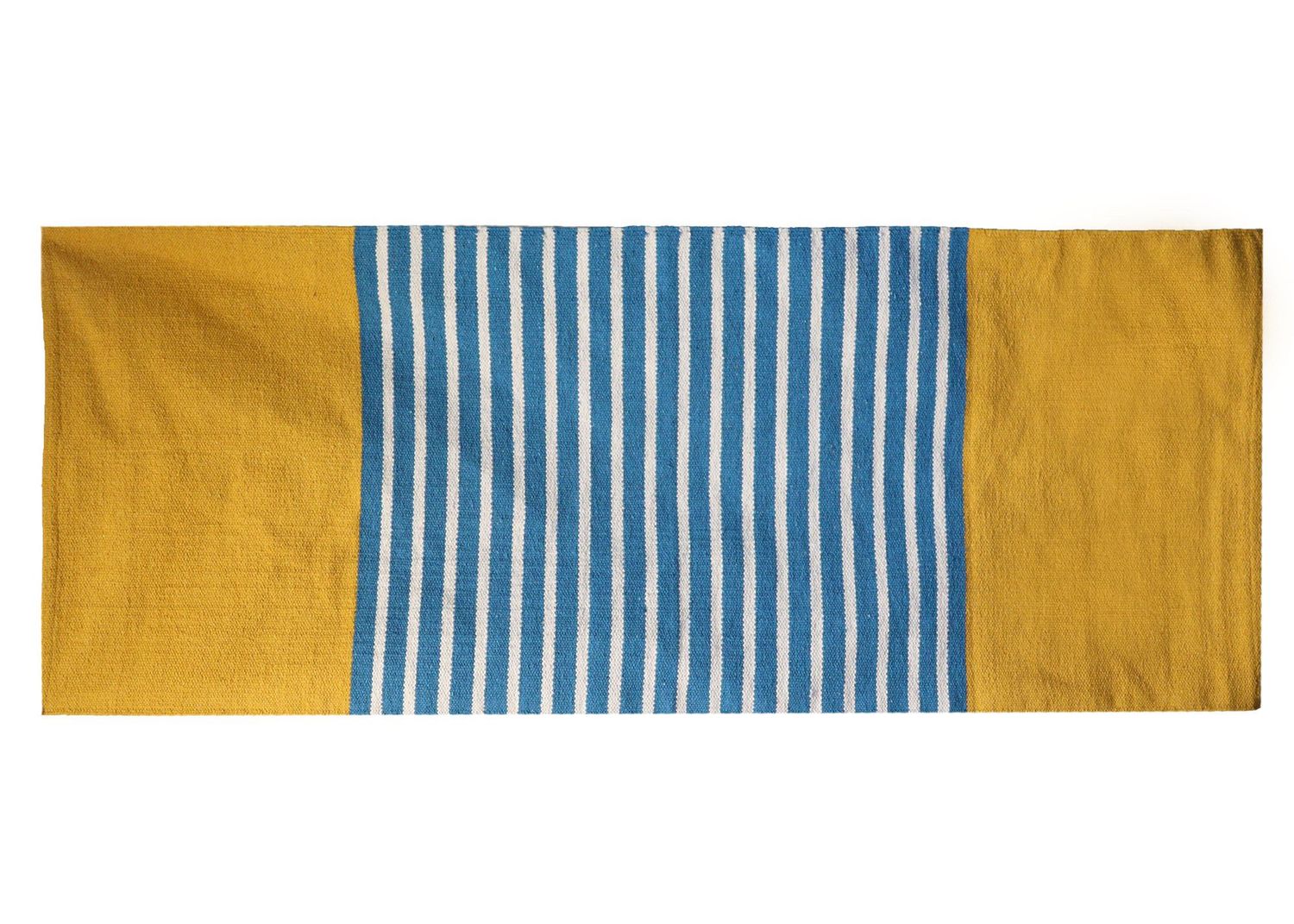 Indian Cotton Rug - 70x170cm - Yellow/ Blue Indian Cotton Rug - 70x170cm - Yellow/ Blue