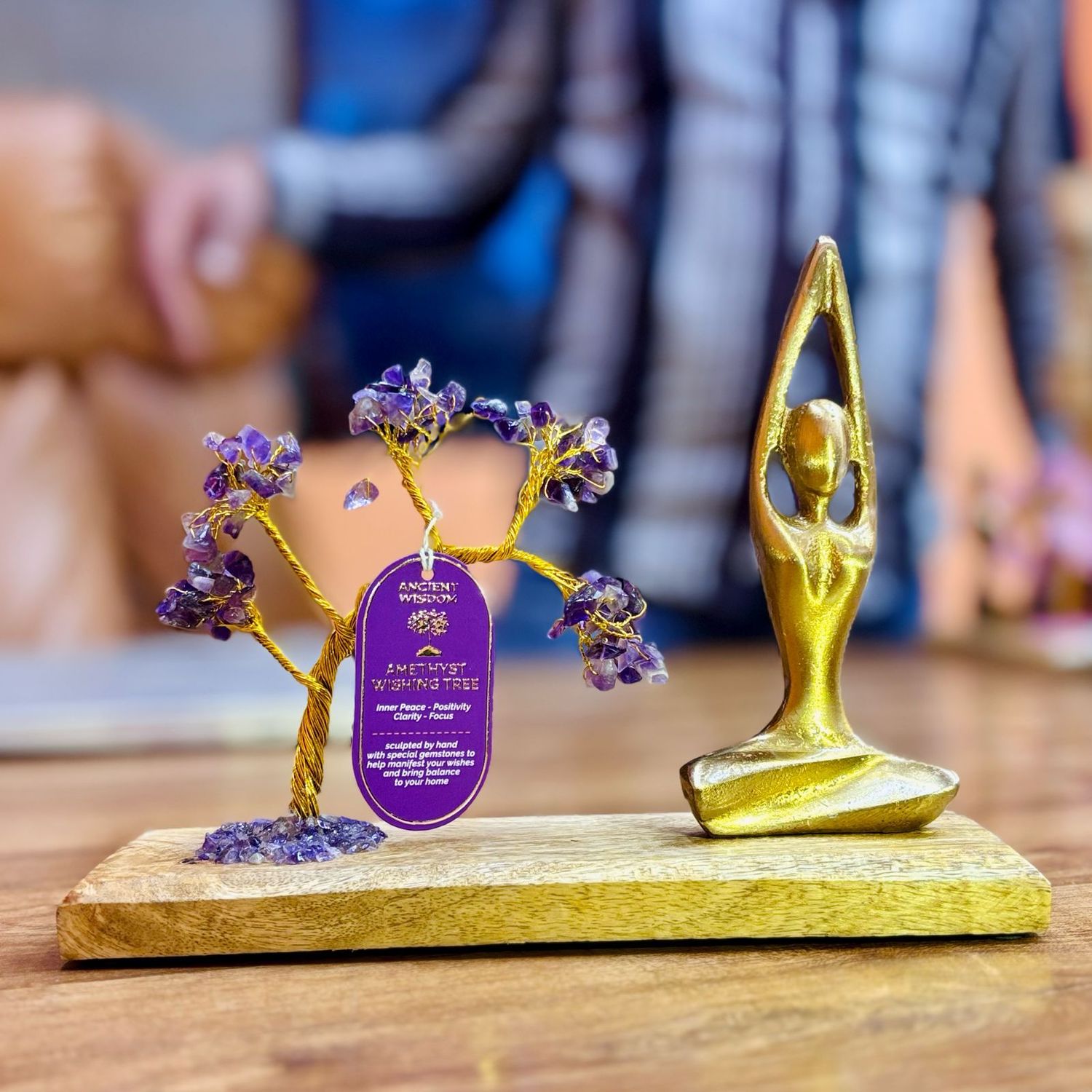 Gemstone Yoga Garden - Sukhasana Pose - Amethyst - Tilted Tree - 100 chipstones Gemstone Yoga Garden - Sukhasana Pose - Amethyst - Tilted Tree - 100 chipstones