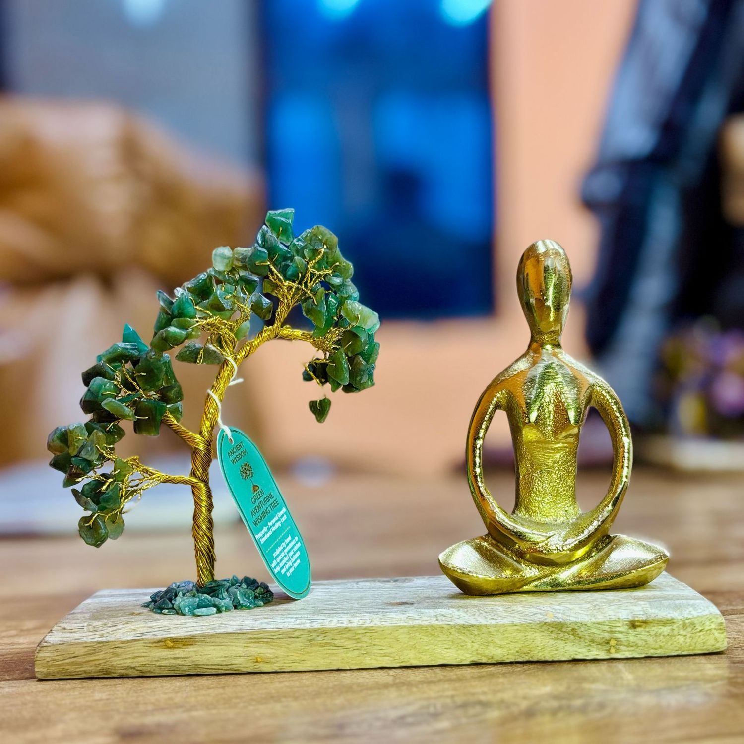Gemstone Yoga Garden - Padmasana Pose - Green Aventurine - Tilted Tree - 100 chipstones Gemstone Yoga Garden - Padmasana Pose - Green Aventurine - Tilted Tree - 100 chipstones