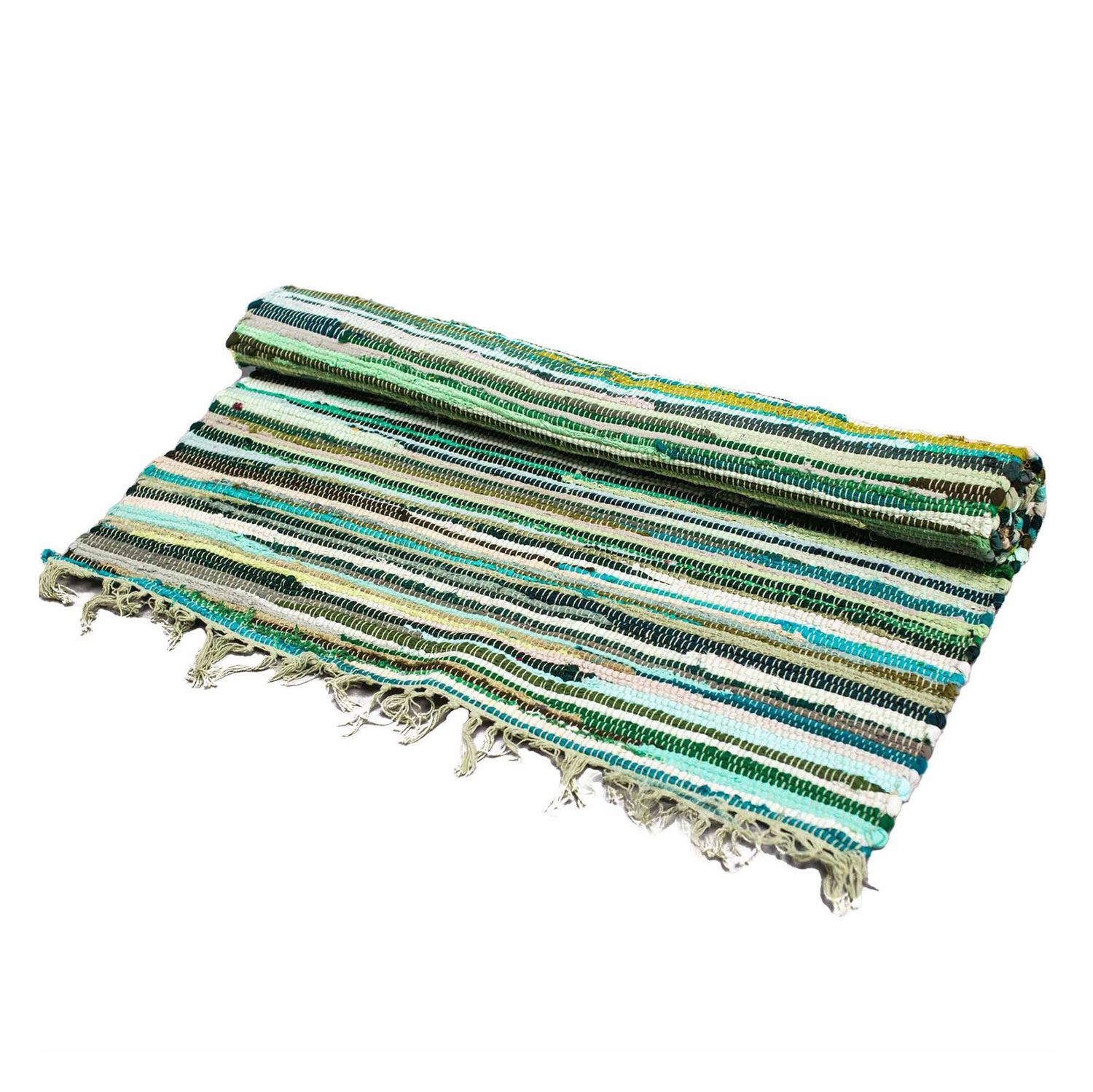 Large Rag Rug - 150x90cm - premium quality - Natural Greens Large Rag Rug - 150x90cm - premium quality - Natural Greens