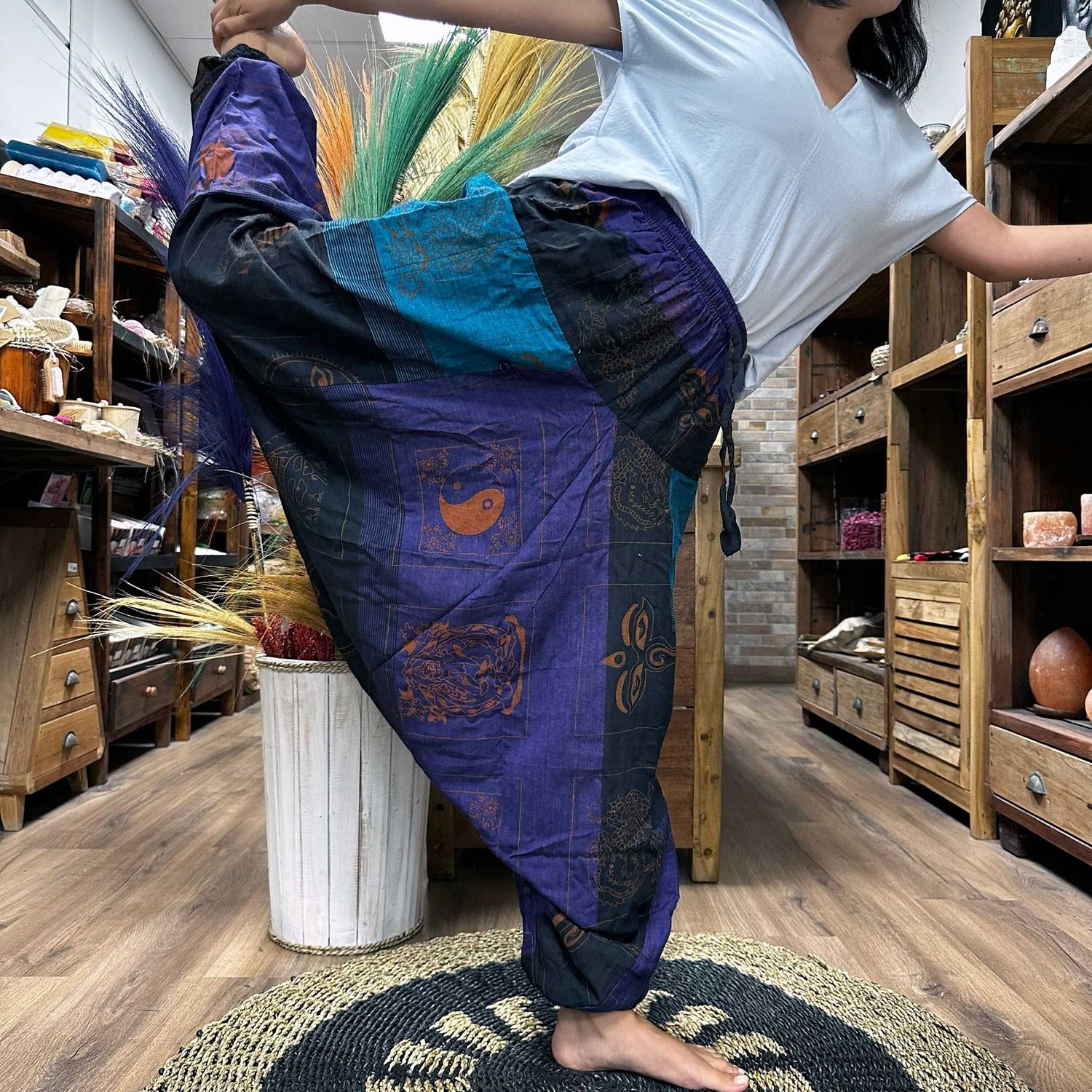Yoga and Festival Pants - Aladdin Himalayan Print on Purple Yoga and Festival Pants - Aladdin Himalayan Print on Purple
