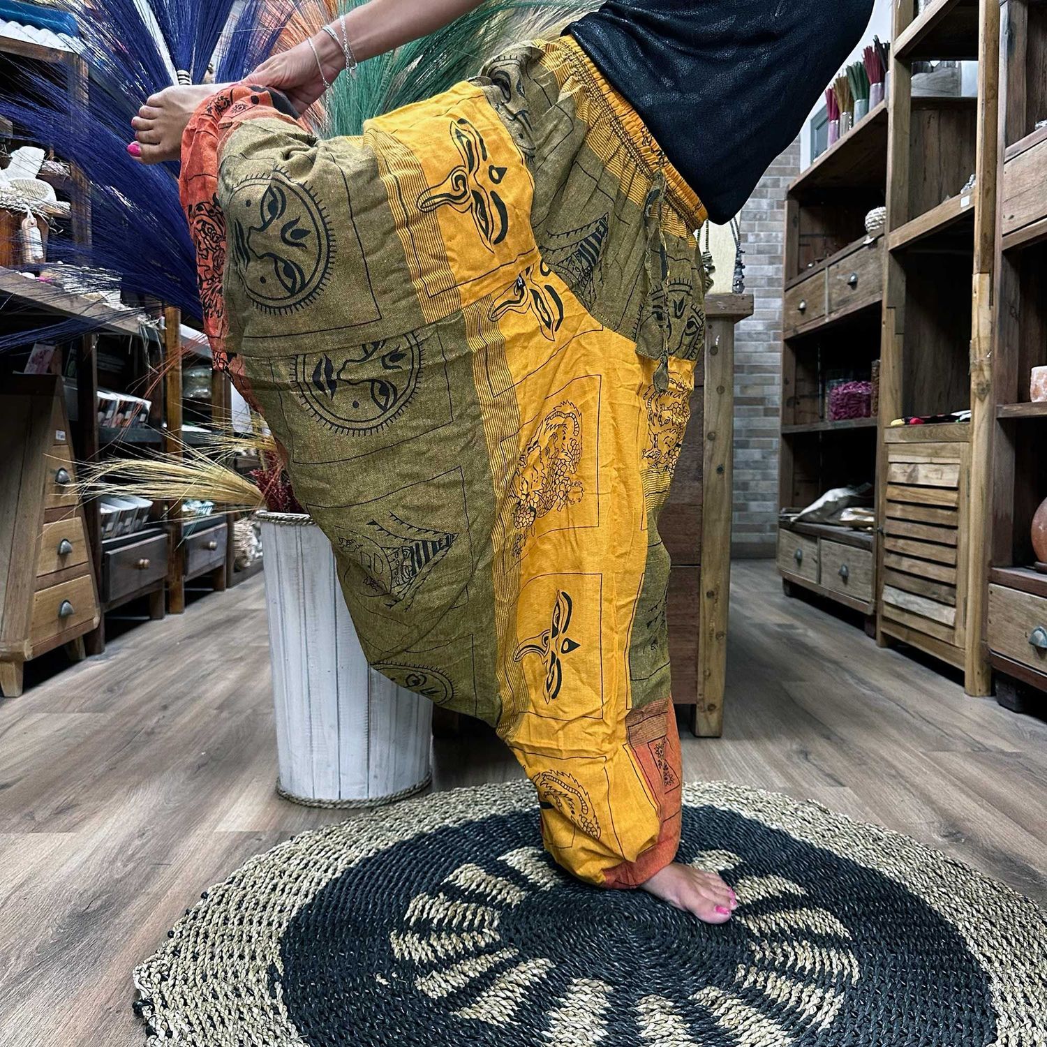 Yoga and Festival Pants - Aladdin Himalayan Print on Orange Yoga and Festival Pants - Aladdin Himalayan Print on Orange