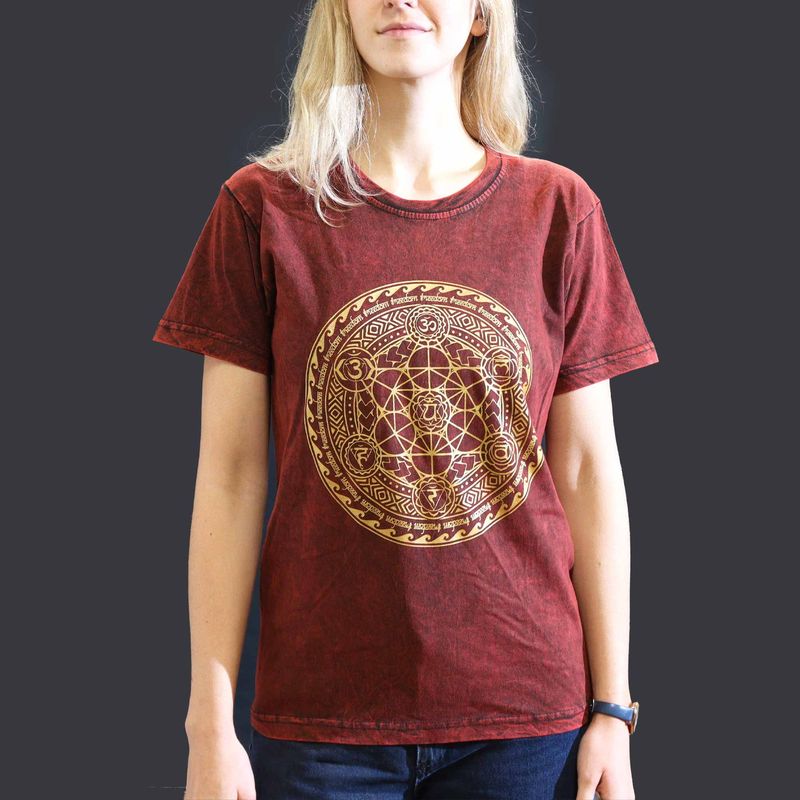 Small Stone Washed T-Shirt - Chakra - Maroon Small Stone Washed T-Shirt - Chakra - Maroon