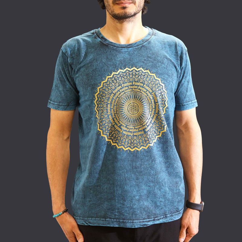 Medium Stone Washed T-Shirt - Mandala - Blue Medium Stone Washed T-Shirt - Mandala - Blue
