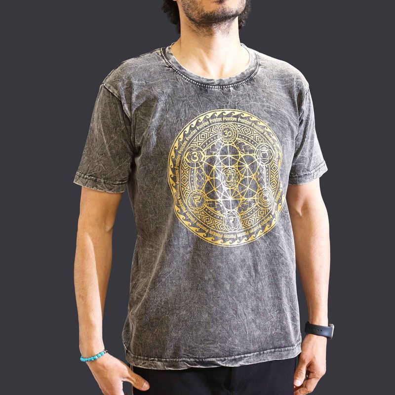 Medium Stone Washed T-Shirt - Chakra - Dark Grey Medium Stone Washed T-Shirt - Chakra - Dark Grey
