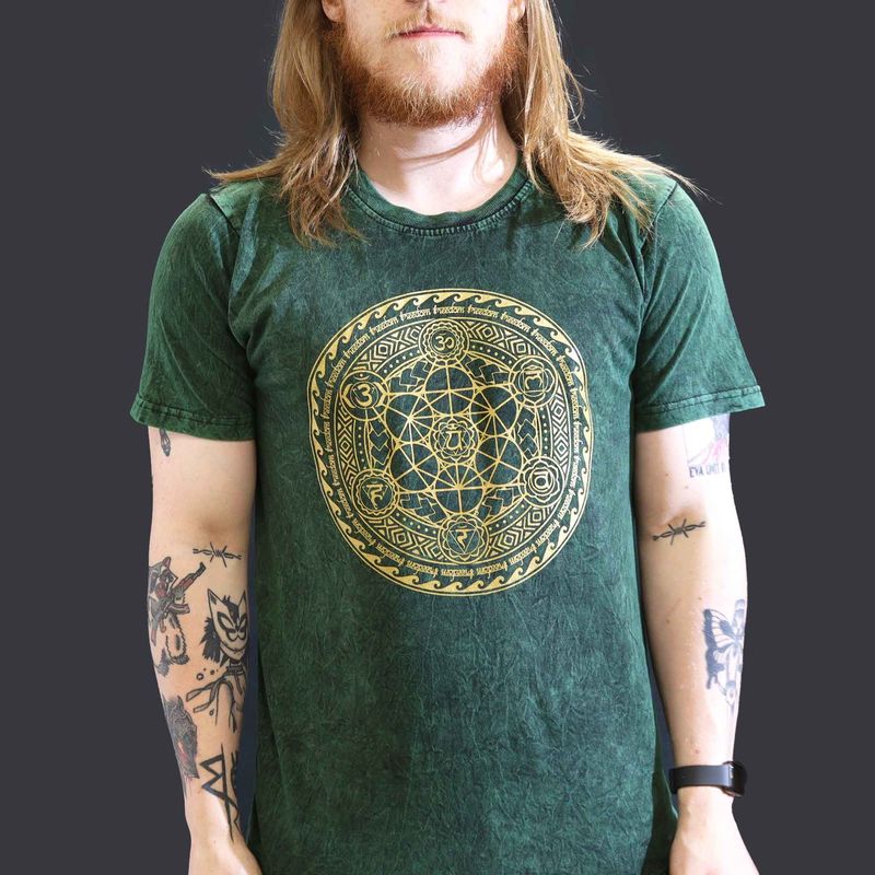 Large Stone Washed T-Shirt - Chakra - Green Large Stone Washed T-Shirt - Chakra - Green