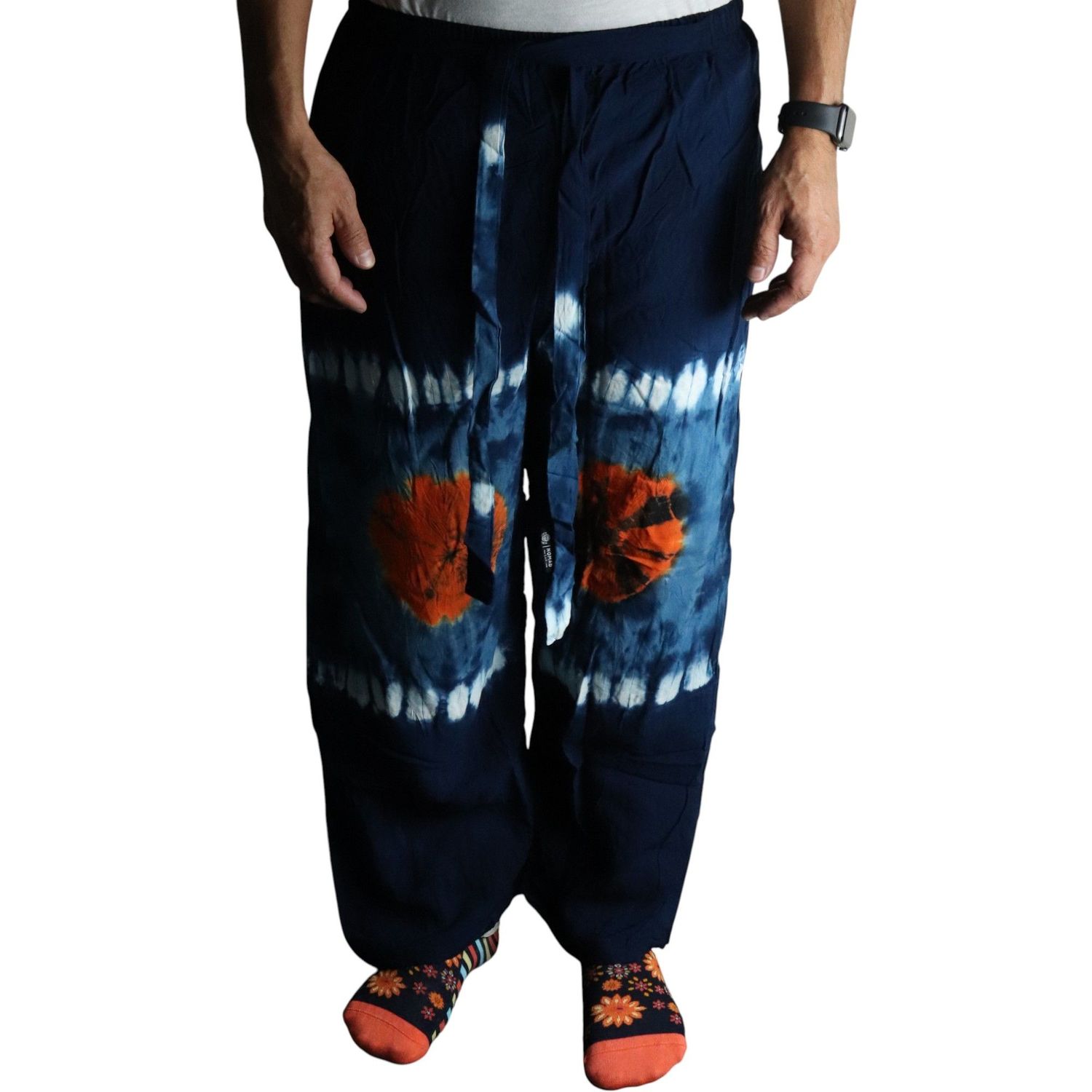Japanese Style Lounge Pants - Teal & Orange - M Japanese Style Lounge Pants - Teal & Orange - M