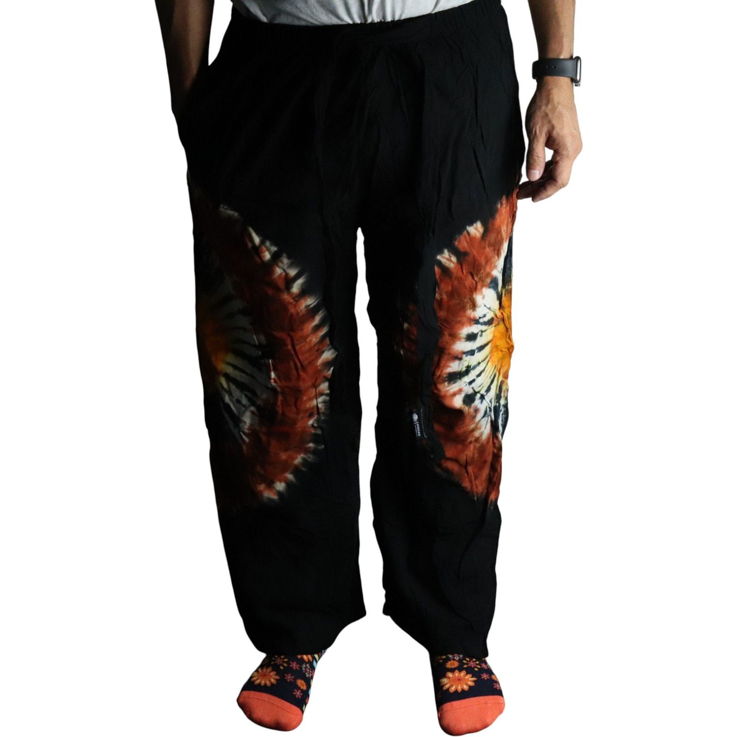 Japanese Style Lounge Pants - Black Chocolate & Orange - M Japanese Style Lounge Pants - Black Chocolate & Orange - M