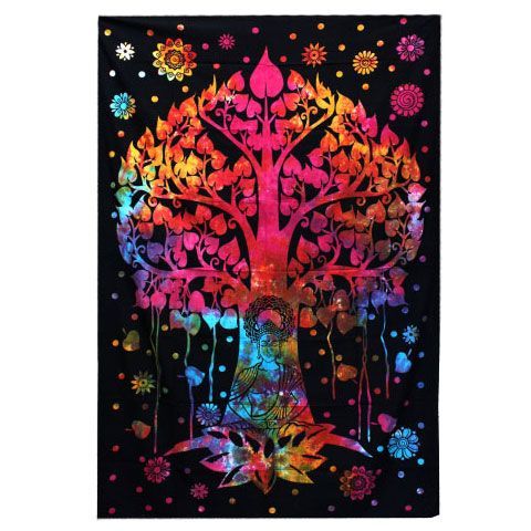 Double Cotton Bedspread + Wall Hanging - Bodhi Tree Double Cotton Bedspread + Wall Hanging - Bodhi Tree