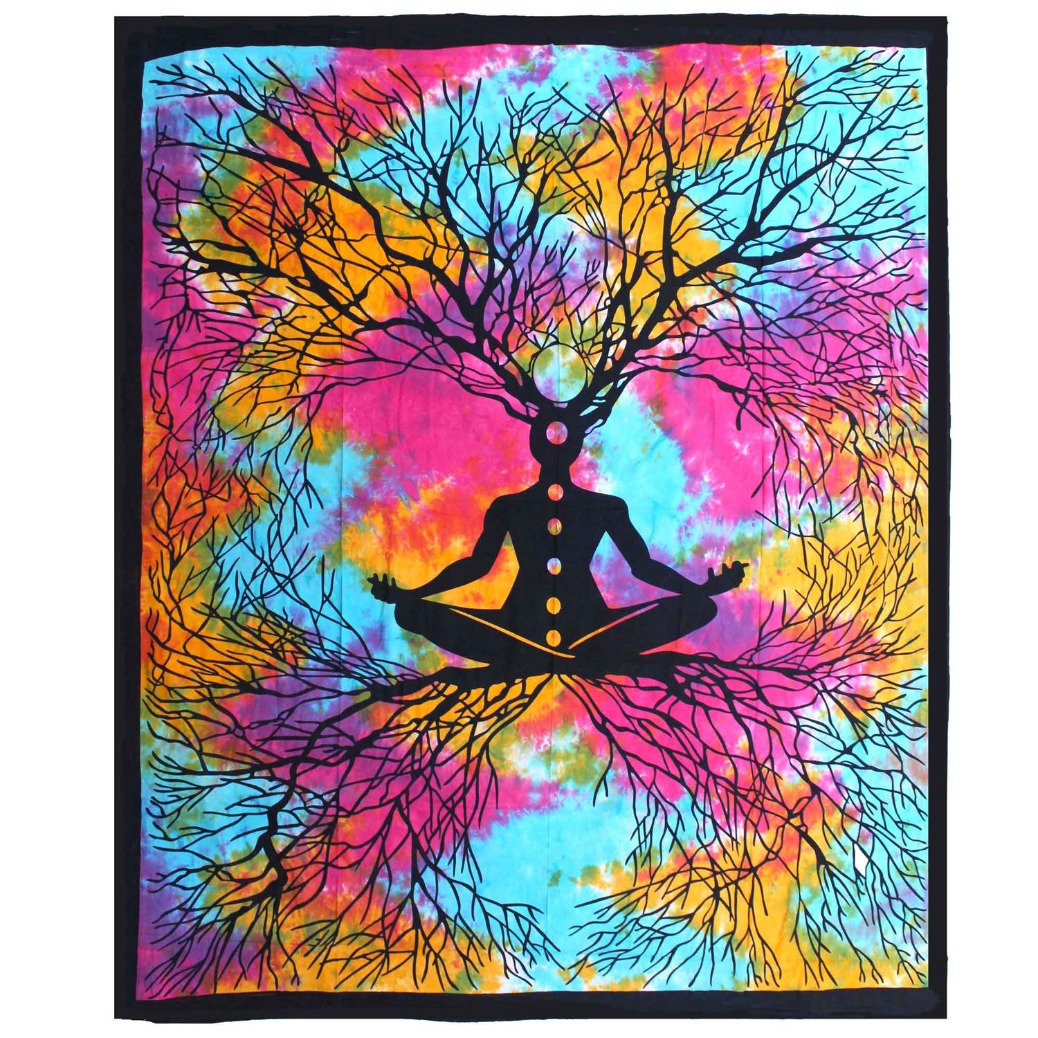 Double Cotton Bedspread + Wall Hanging - Yoga Tree Double Cotton Bedspread + Wall Hanging - Yoga Tree
