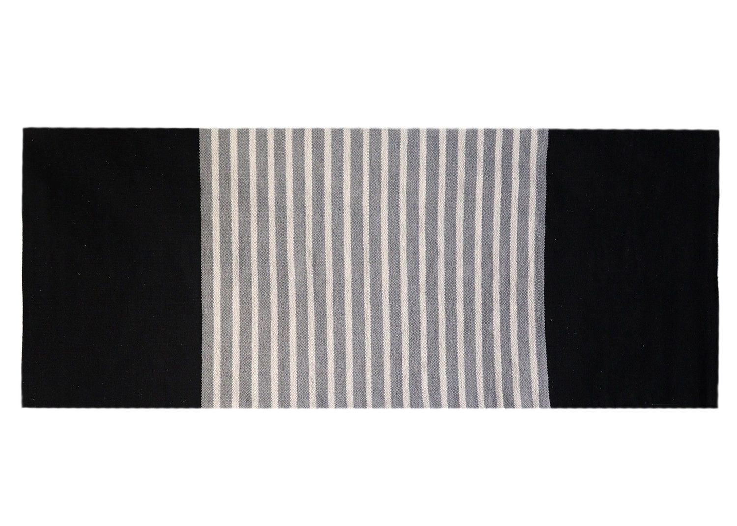 Indian Cotton Rug - 70x170cm - Black / Grey Indian Cotton Rug - 70x170cm - Black / Grey