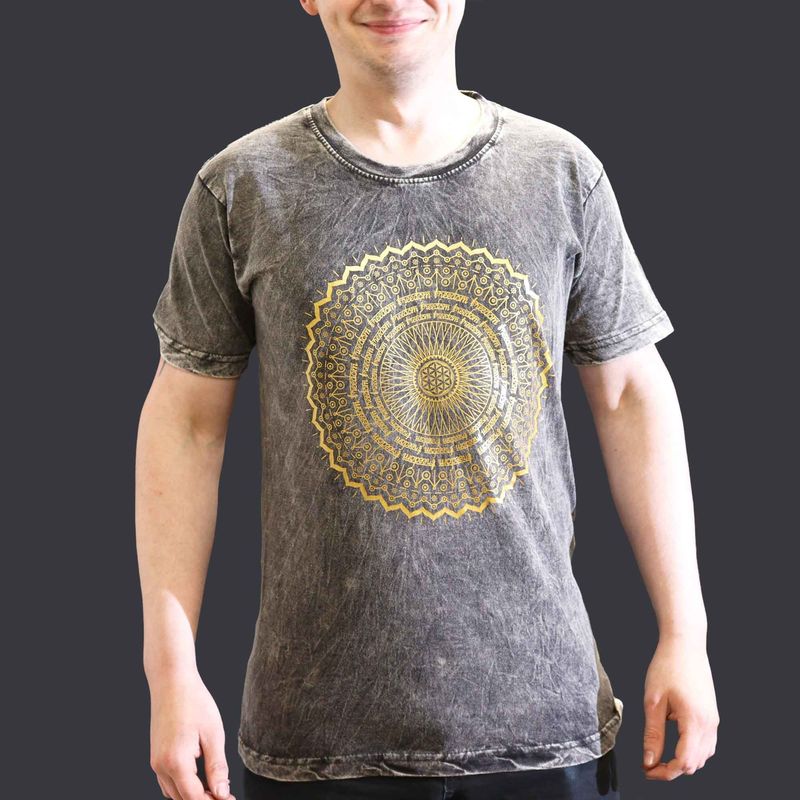 Small Stone Washed T-Shirt - Mandala - Dark Grey Small Stone Washed T-Shirt - Mandala - Dark Grey