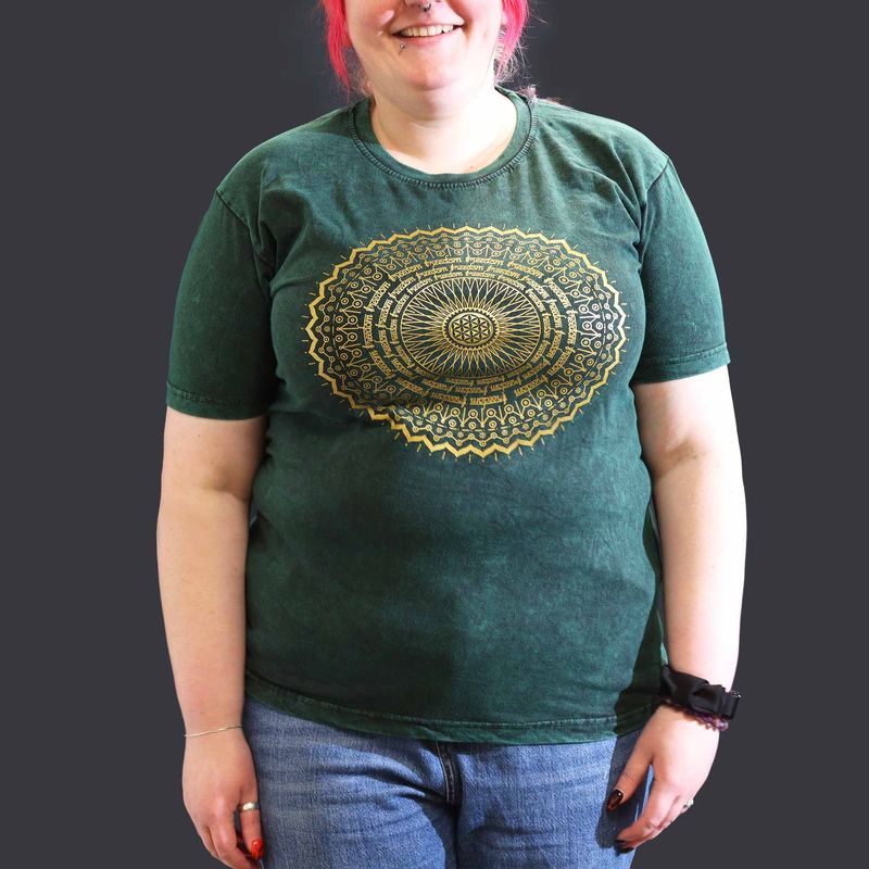 XLarge Stone Washed T-Shirt - Mandala - Green XLarge Stone Washed T-Shirt - Mandala - Green