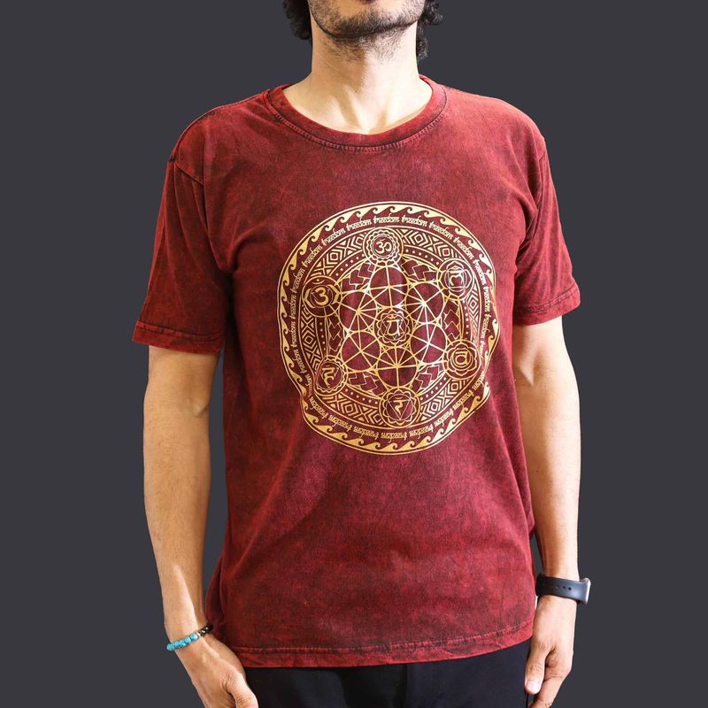 Medium Stone Washed T-Shirt - Chakra - Maroon Medium Stone Washed T-Shirt - Chakra - Maroon