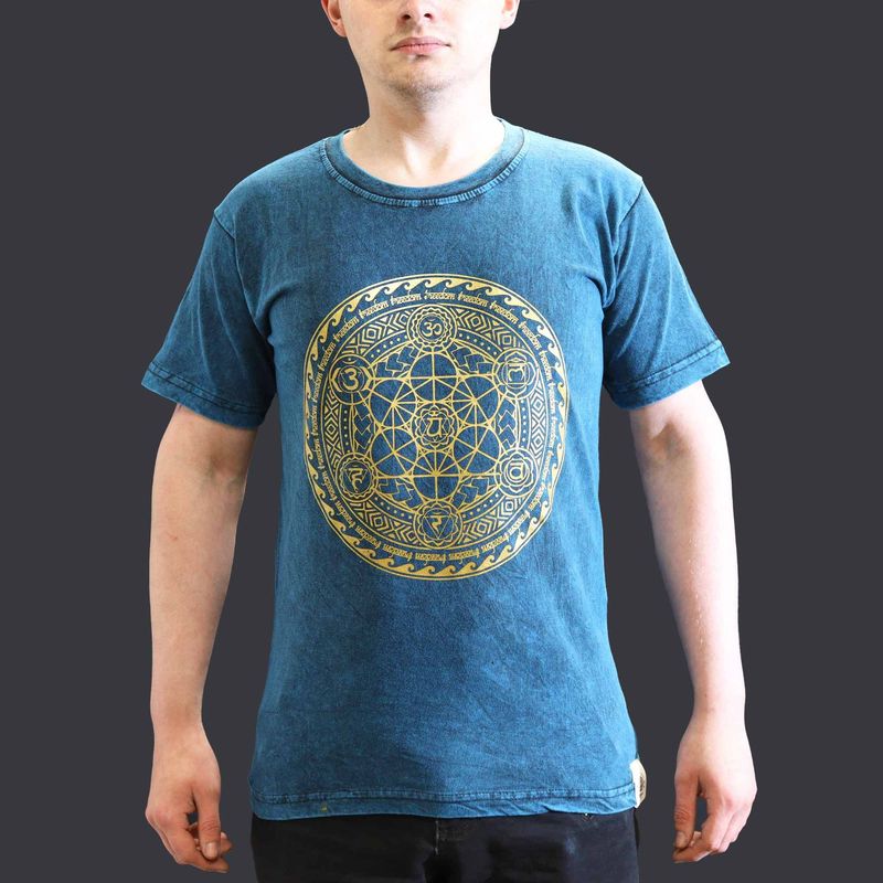 Small Stone Washed T-Shirt - Chakra - Blue Small Stone Washed T-Shirt - Chakra - Blue
