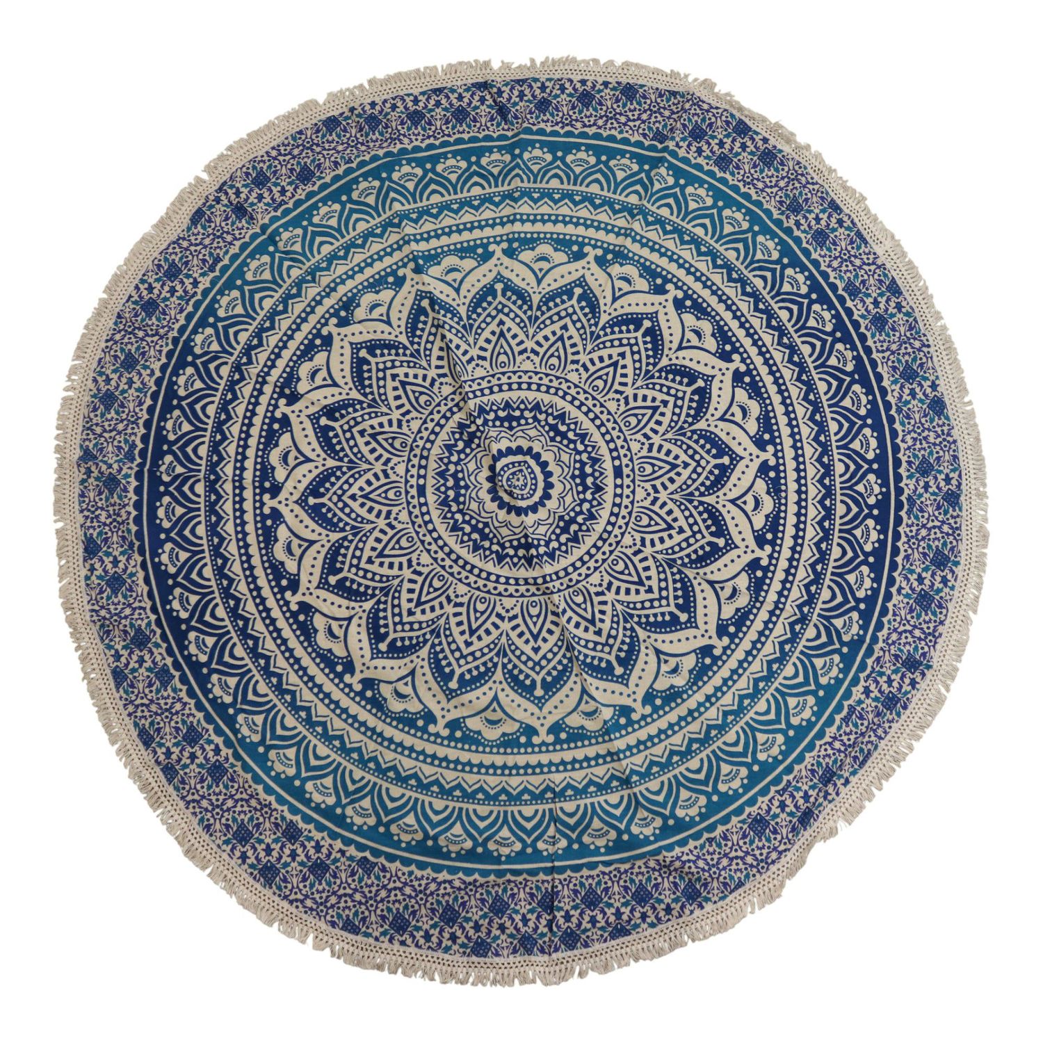 Small Mandala Roundie Cotton Art (130cm) - Classic Blue Small Mandala Roundie Cotton Art (130cm) - Classic Blue