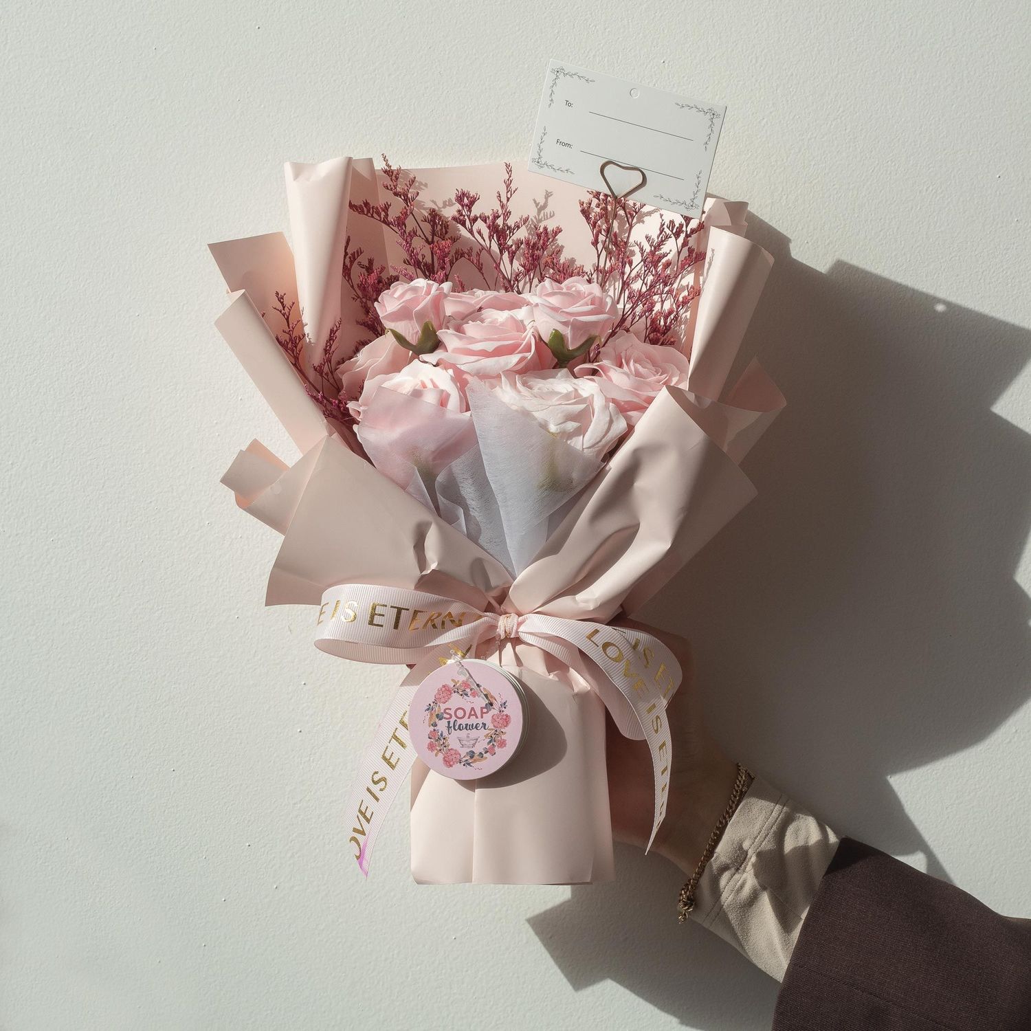 Large Pink Roses Bouquet - Love is Eternal - Gift Card Large Pink Roses Bouquet - Love is Eternal - Gift Card
