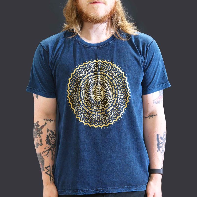 Large Stone Washed T-Shirt - Mandala - Blue Large Stone Washed T-Shirt - Mandala - Blue