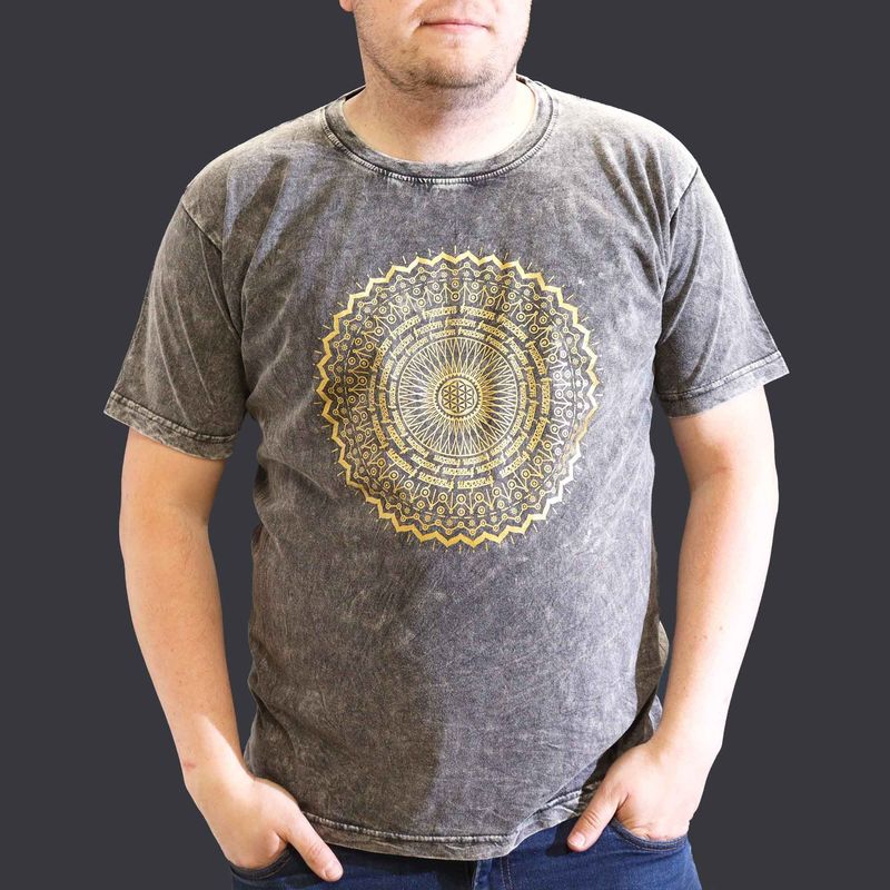 XLarge Stone Washed T-Shirt - Mandala - Dark Grey XLarge Stone Washed T-Shirt - Mandala - Dark Grey