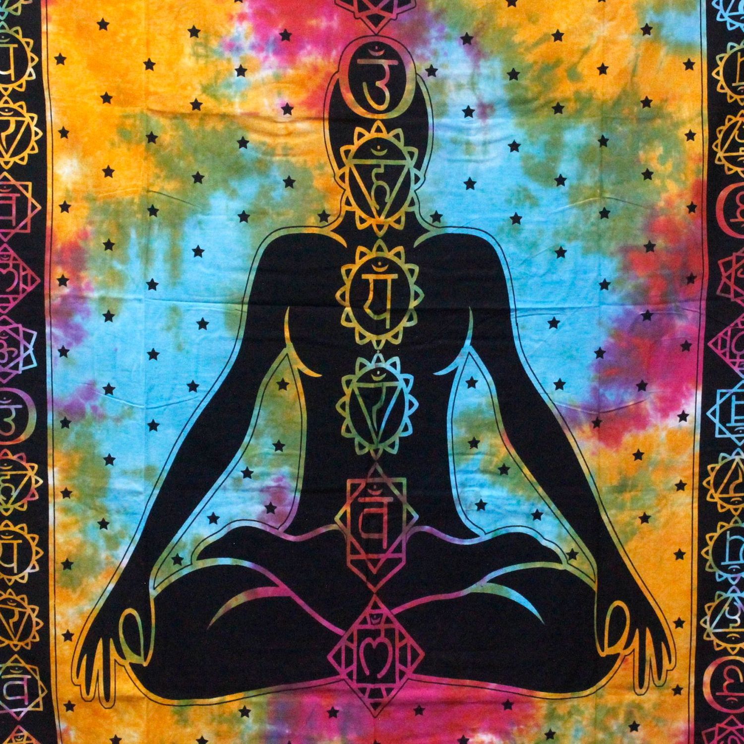Double Cotton Bedspread + Wall Hanging - Chakra Buddha Double Cotton Bedspread + Wall Hanging - Chakra Buddha