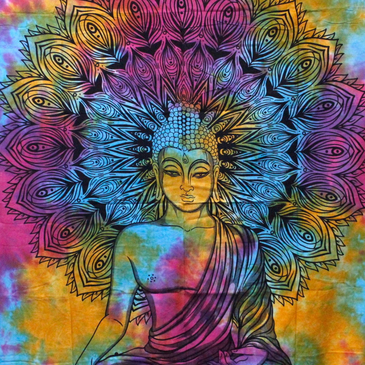 Double Cotton Bedspread + Wall Hanging - Peaceful Buddha Double Cotton Bedspread + Wall Hanging - Peaceful Buddha