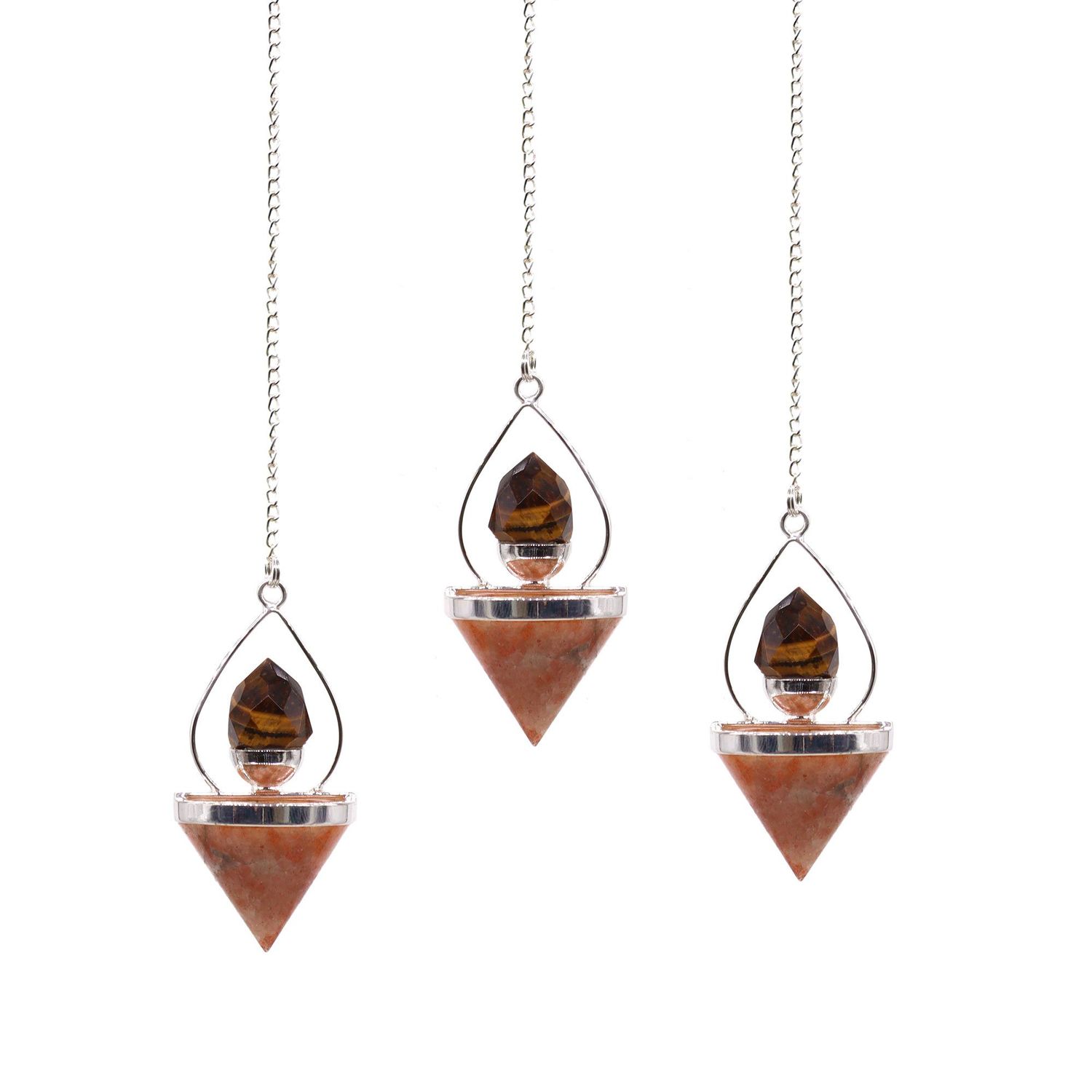 Gemstone Lantern of Life Pendulum - Sunstone & Tigereye Gemstone Lantern of Life Pendulum - Sunstone & Tigereye