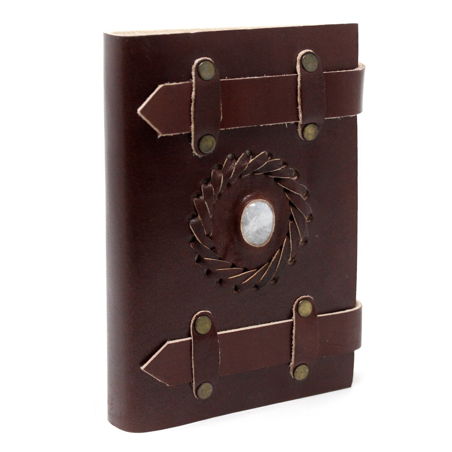 Leather Moonstone with Belts Notebook (6x4 Leather Moonstone with Belts Notebook (6x4")