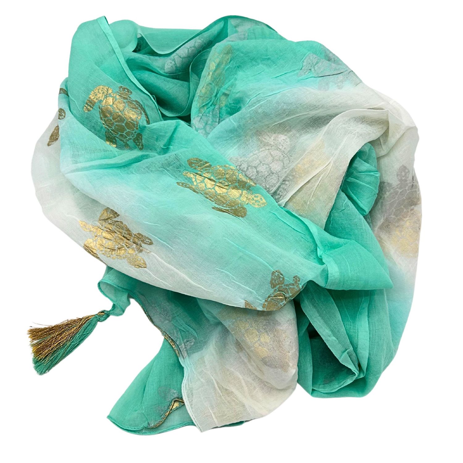 Nomad Sari On the Med Collection - Pario - White & Turquoise Gold Turtle Design Nomad Sari On the Med Collection - Pario - White & Turquoise Gold Turtle Design