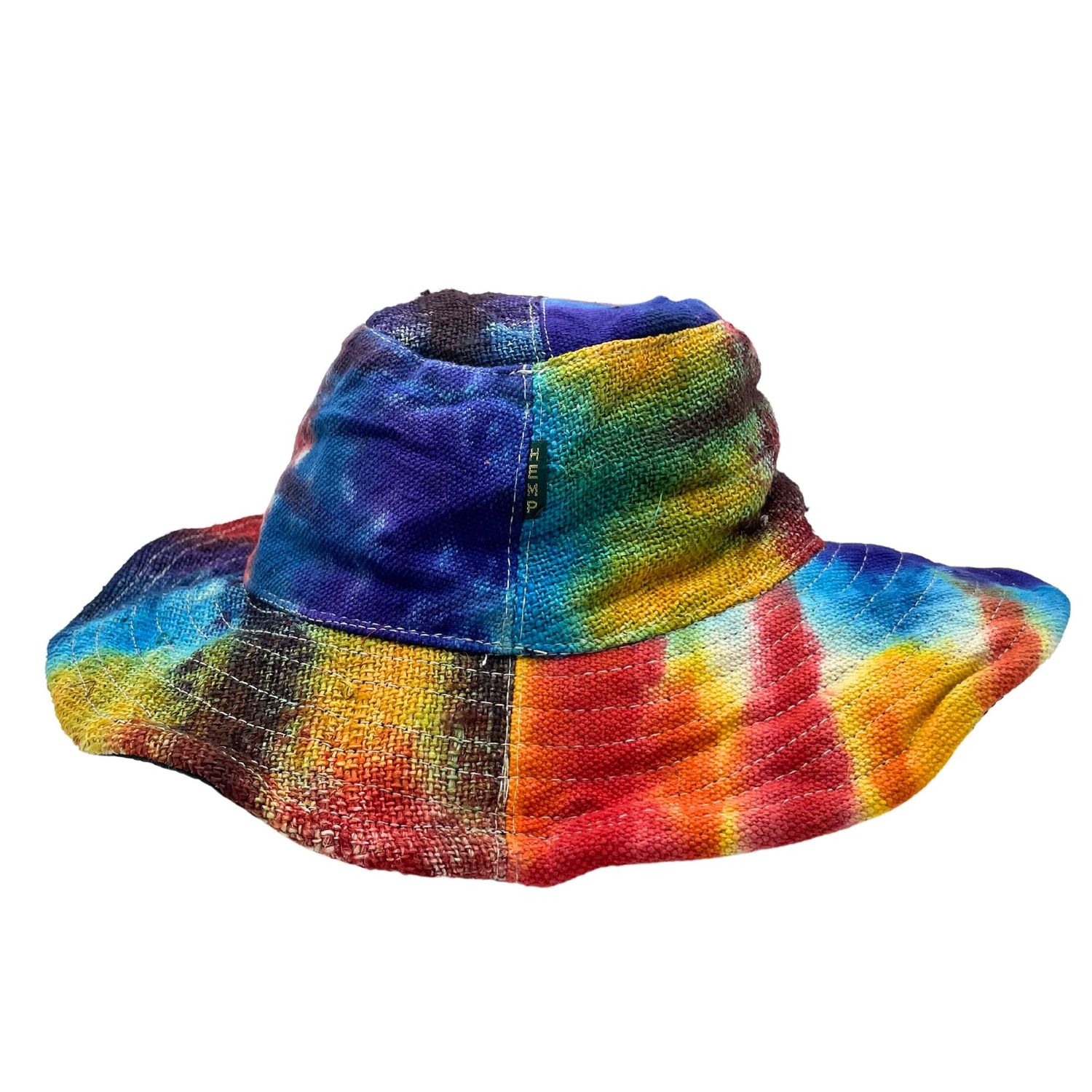 Patched and Wired Hemp & Cotton Boho Festival Hat - Tiedye Patched and Wired Hemp & Cotton Boho Festival Hat - Tiedye