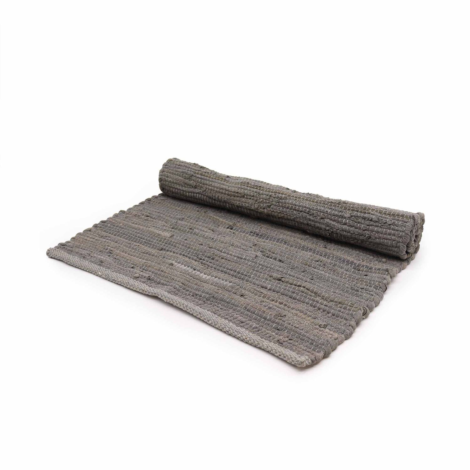 Small Indian Handloom Cotton Rug - Charcoal Small Indian Handloom Cotton Rug - Charcoal