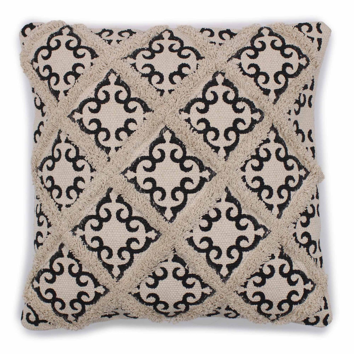 Classic Cushion Cover - Lux Criss-Cross & Print - 45x45cm Classic Cushion Cover - Lux Criss-Cross & Print - 45x45cm