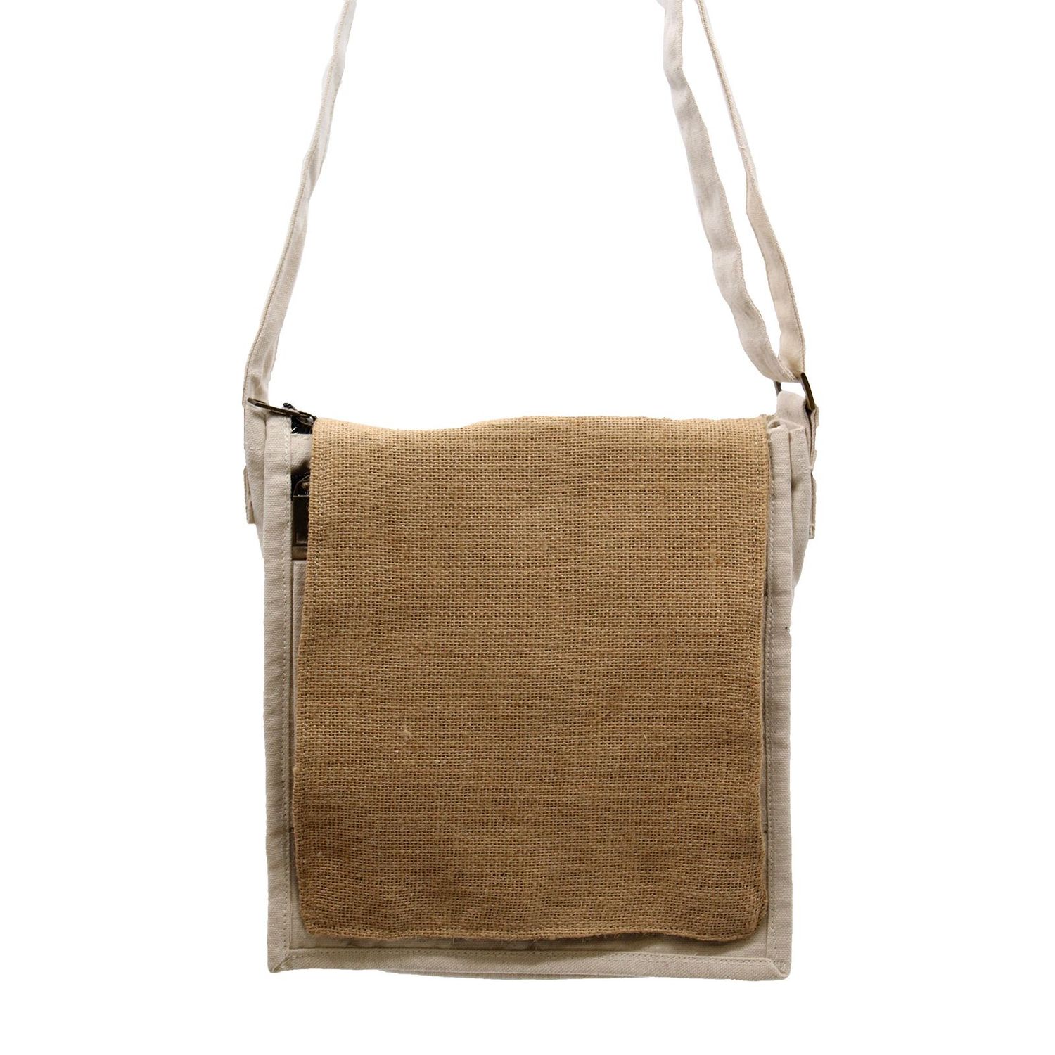 Cotton Canvas Messenger Bag - Natural and Soft Jute Cotton Canvas Messenger Bag - Natural and Soft Jute