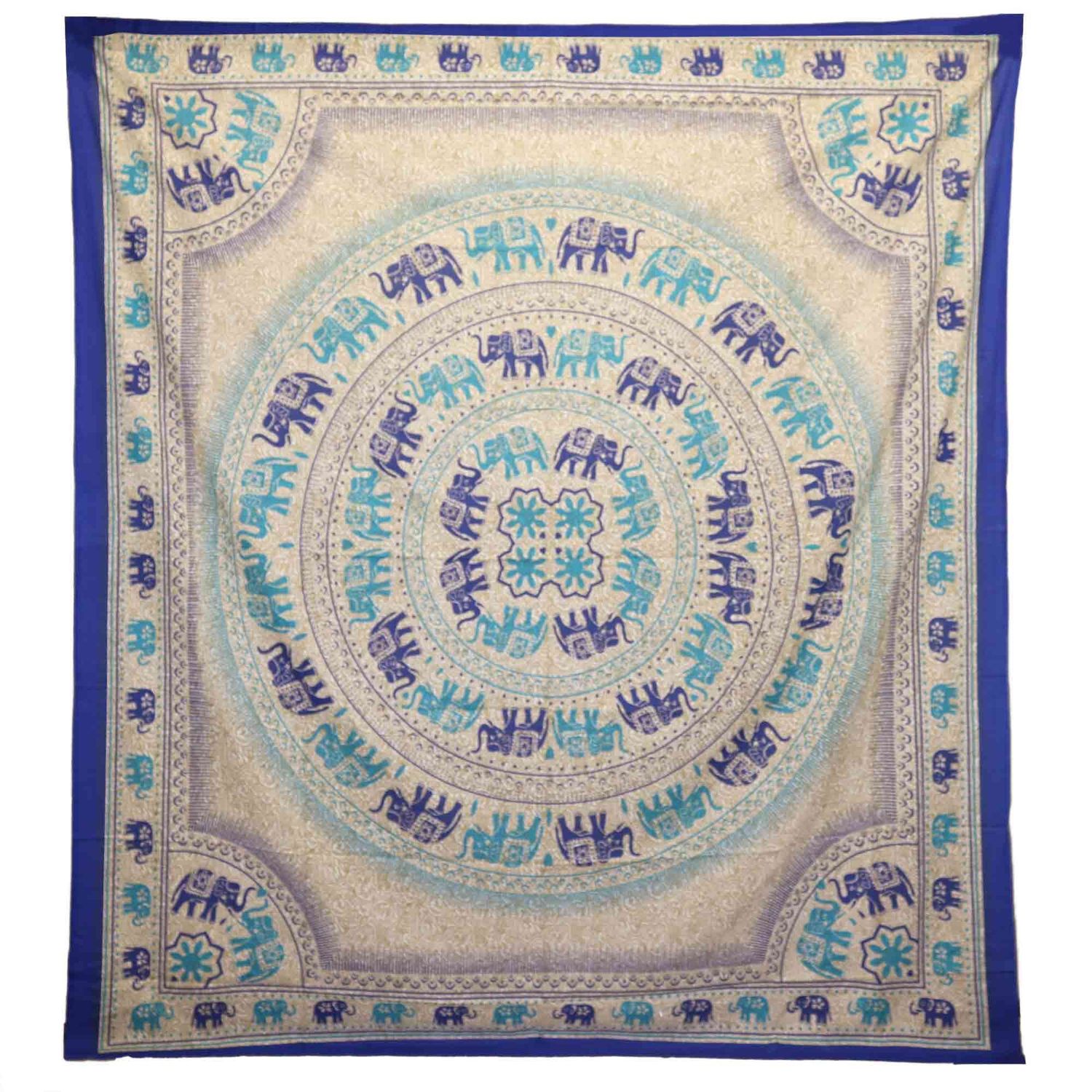 Wall Hanging / Spread - Elephant Mandala - Blues Wall Hanging / Spread - Elephant Mandala - Blues