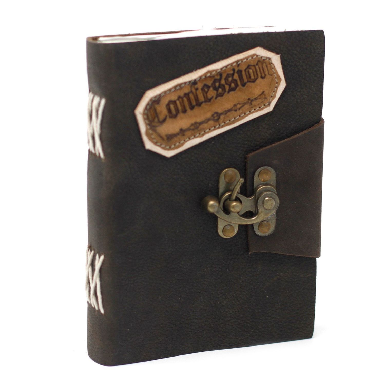 Leather Black Confessions with Lock Notebook (7x5 Leather Black Confessions with Lock Notebook (7x5")