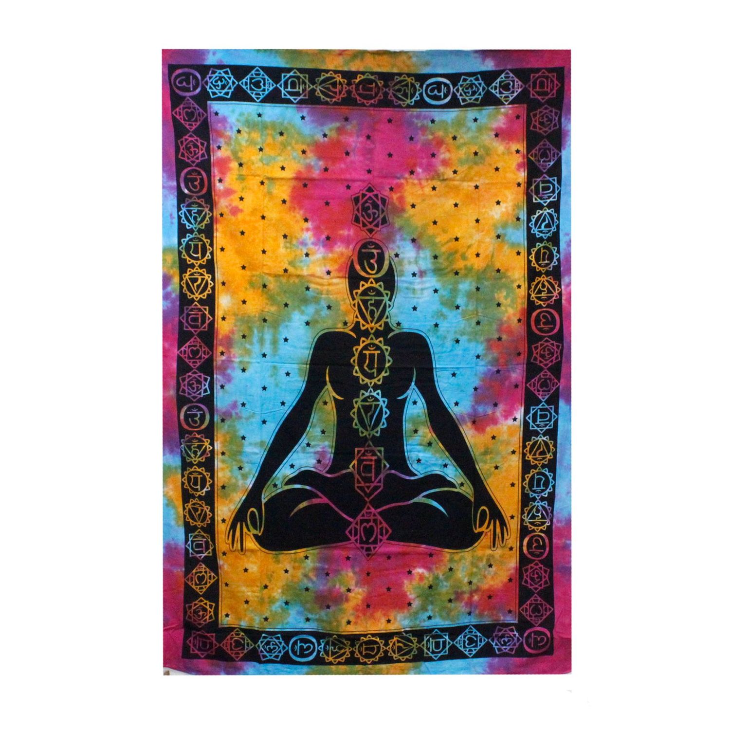 Single Cotton Bedspread + Wall Hanging - Chakra Buddha Single Cotton Bedspread + Wall Hanging - Chakra Buddha