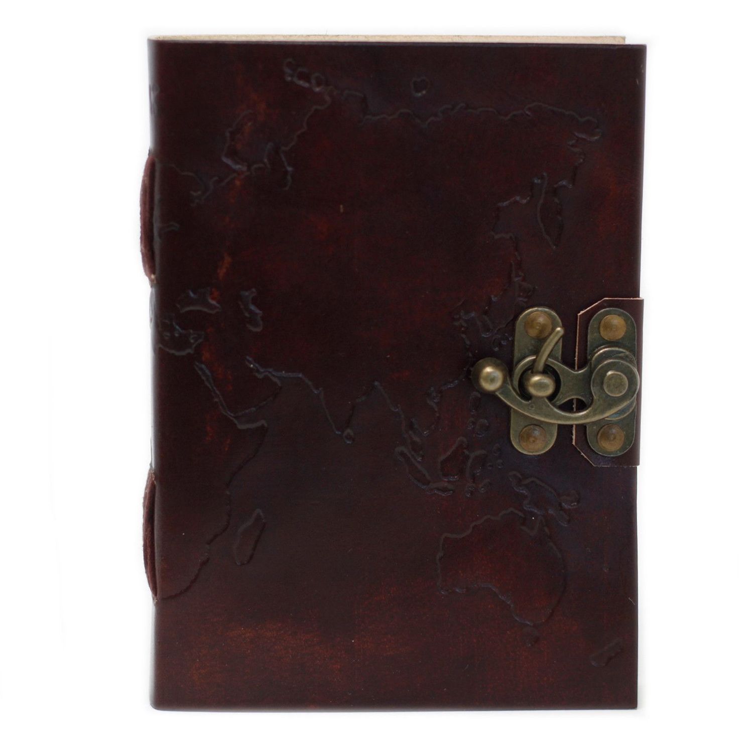 Leather World Map & Stitching Notebook (7x5 Leather World Map & Stitching Notebook (7x5")