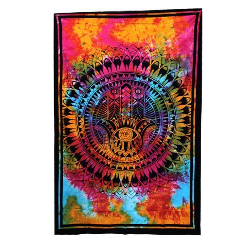 Single Cotton Bedspread + Wall Hanging - Hamsa Single Cotton Bedspread + Wall Hanging - Hamsa