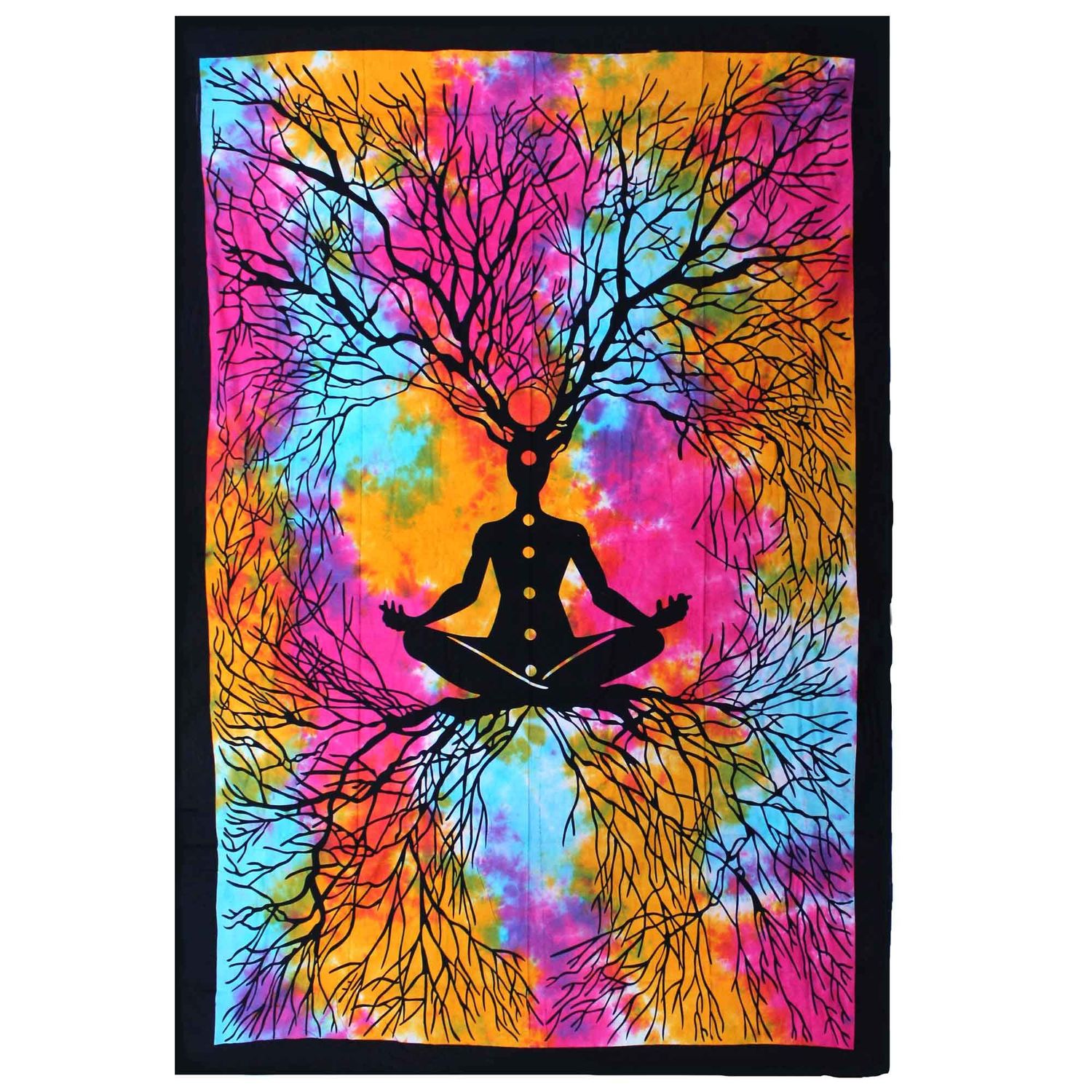 Single Cotton Bedspread + Wall Hanging - Yoga Tree Single Cotton Bedspread + Wall Hanging - Yoga Tree