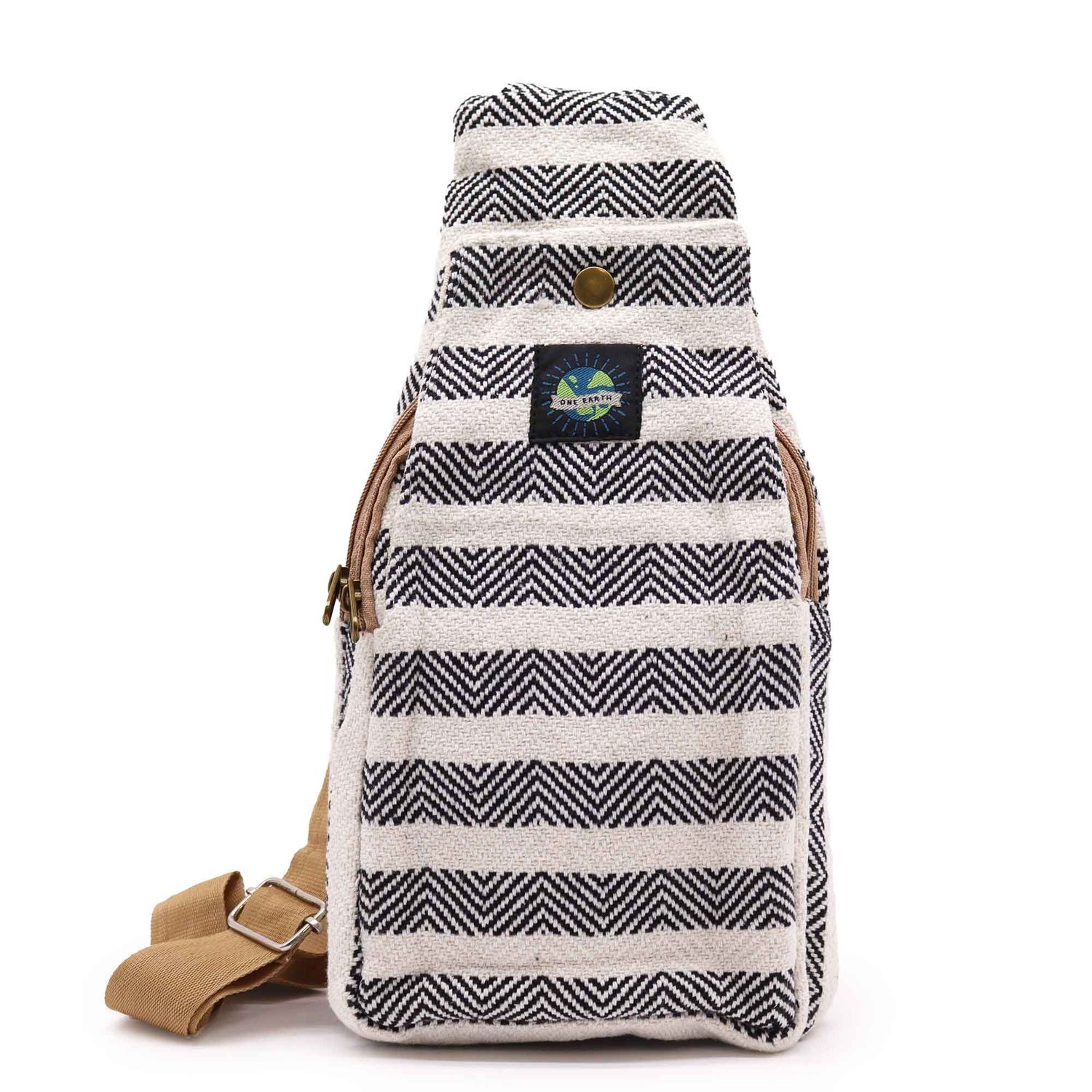 Body Cross Bag Natural Cotton - Black & White Body Cross Bag Natural Cotton - Black & White