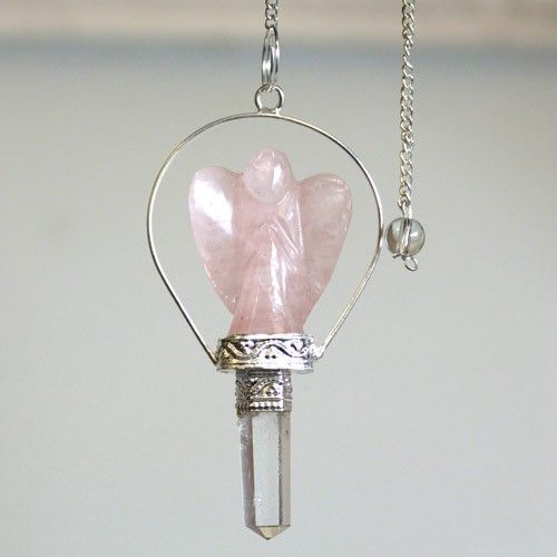 Angel Pendulum with Ring- Rose Quartz Angel Pendulum with Ring- Rose Quartz