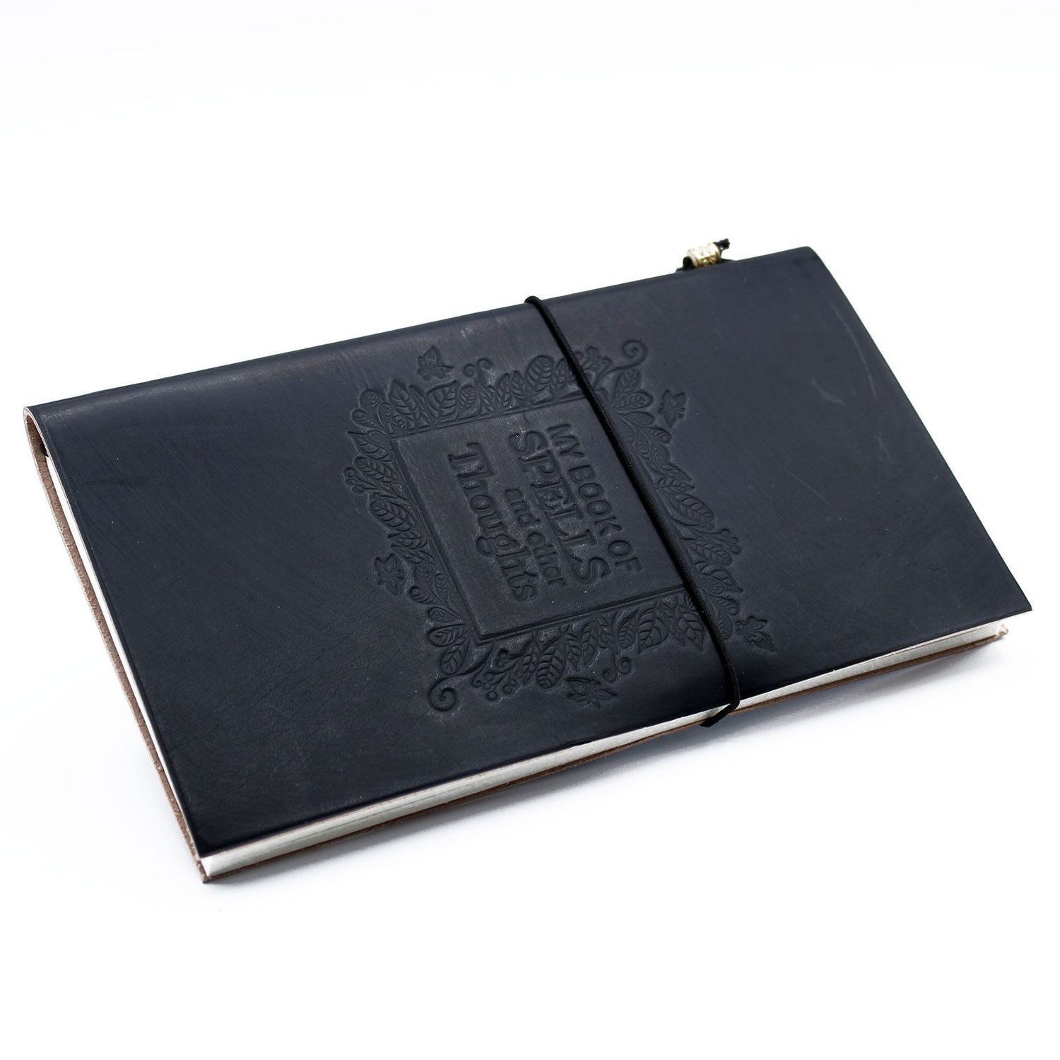 Handmade Leather Journal - My Book of Spells and other Thoughts - Black Handmade Leather Journal - My Book of Spells and other Thoughts - Black