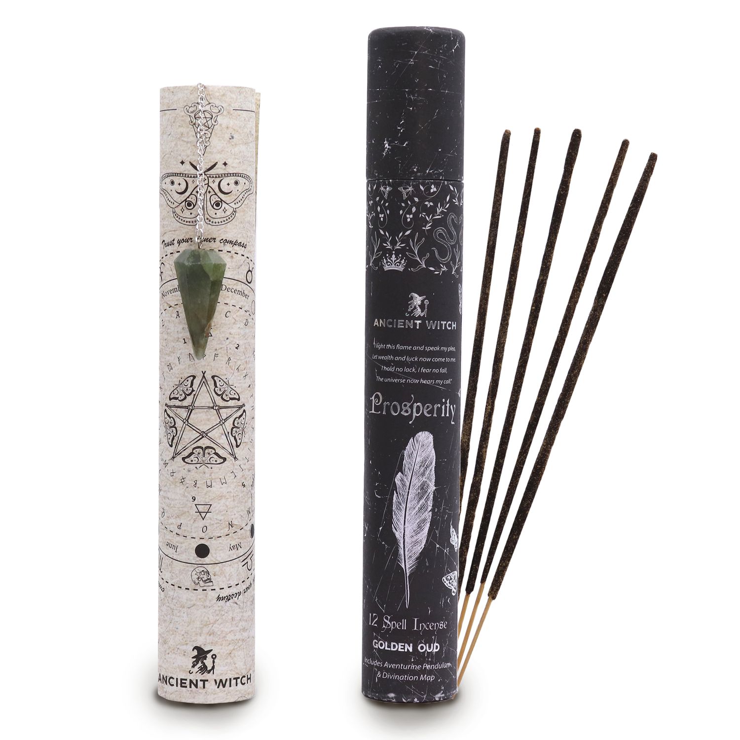 Ancient Witch Spell Incense - Prosperity - Aventurine Pendulum Ancient Witch Spell Incense - Prosperity - Aventurine Pendulum