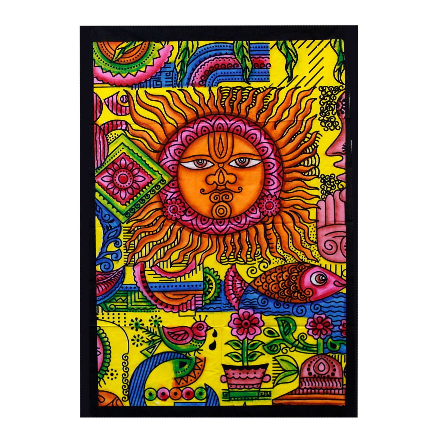 Handbrushed Cotton Wall Art - Sun Handbrushed Cotton Wall Art - Sun